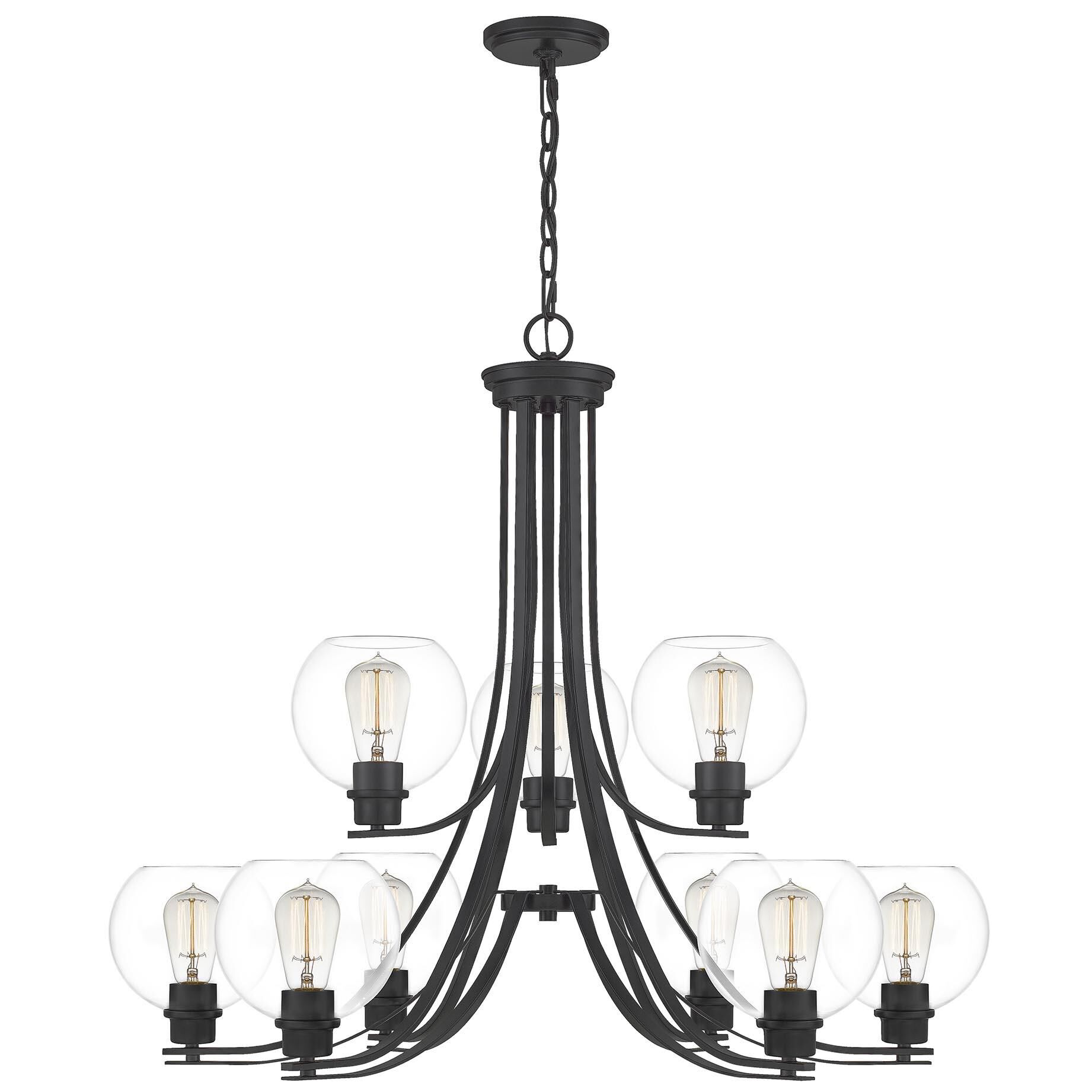 Shown in Matte Black finish and Clear Glass shade