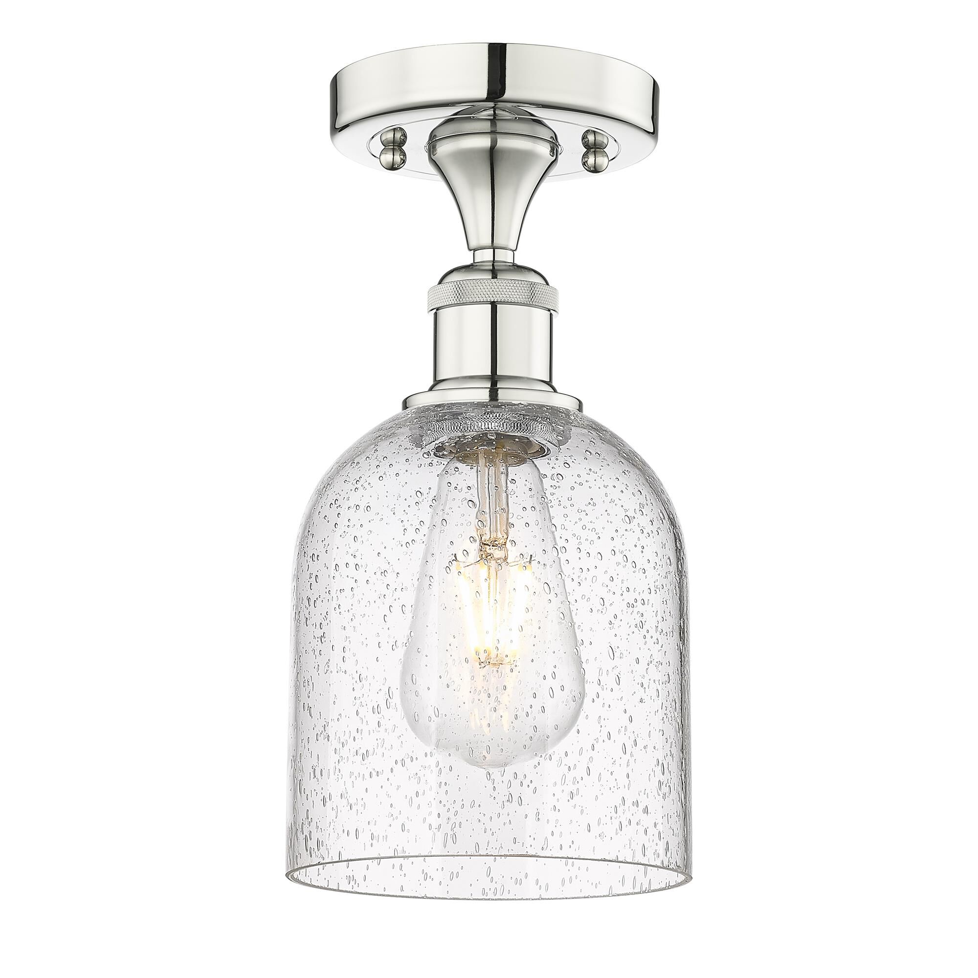 Shown in Polished Nickel finish and Seedy glass