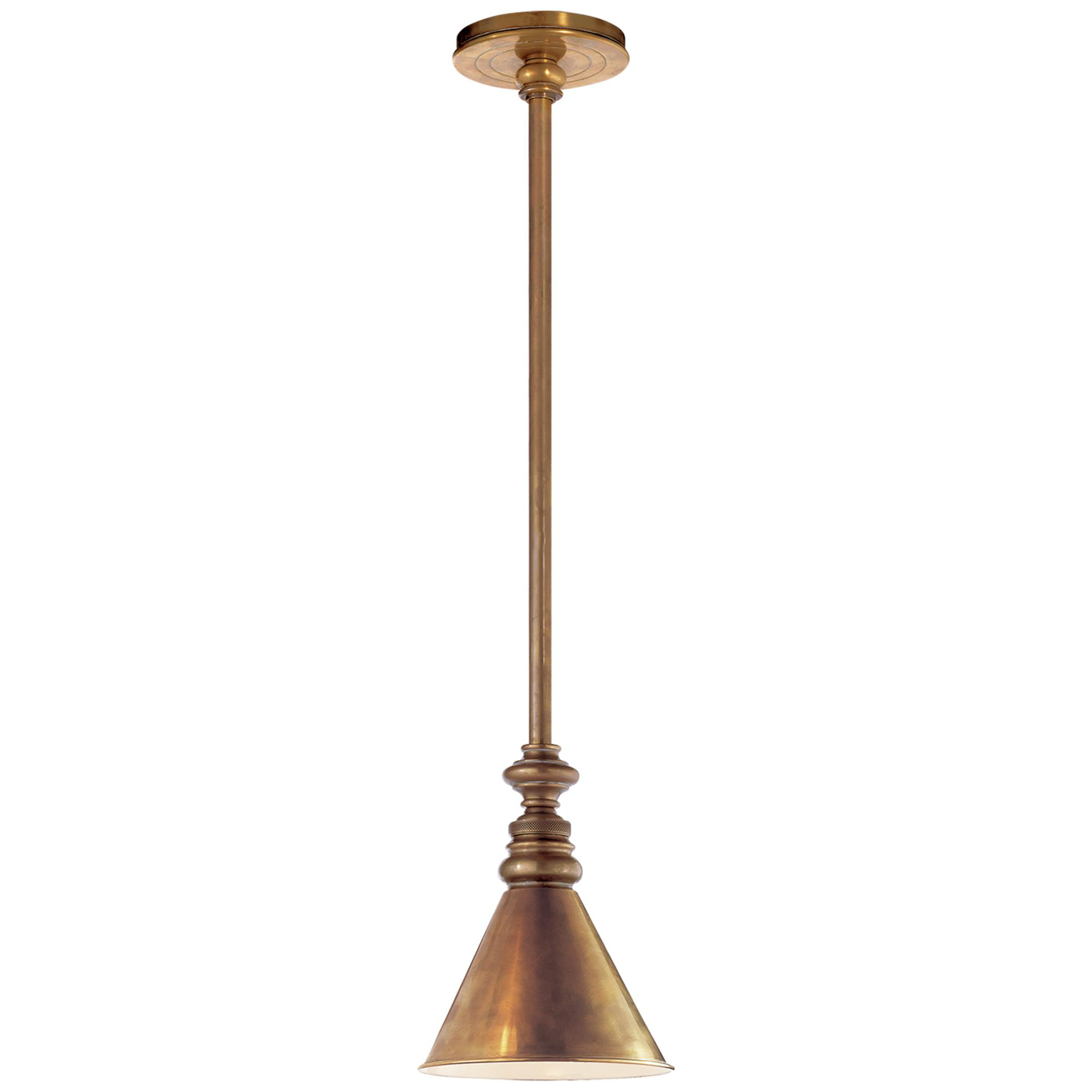 Shown in Hand-Rubbed Antique Brass finish and Antique Brass Slant shade