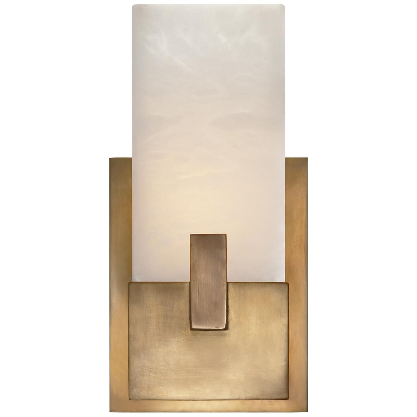 Shown in Antique-Burnished Brass finish and Alabaster glass