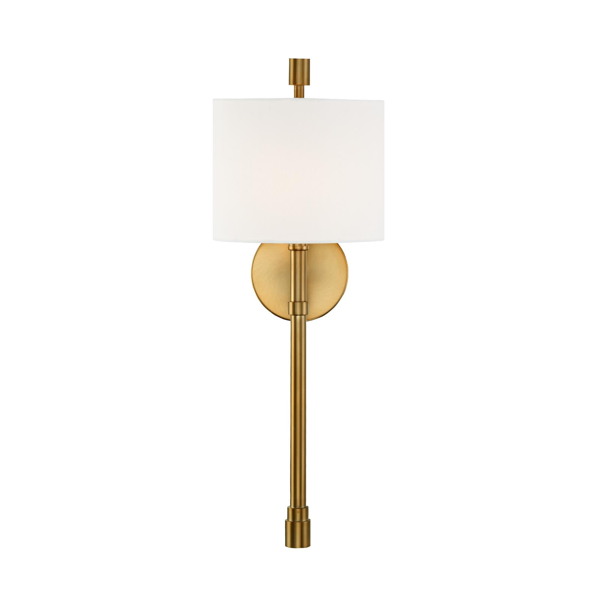 Shown in Vibrant Gold finish and Silk glass and White shade