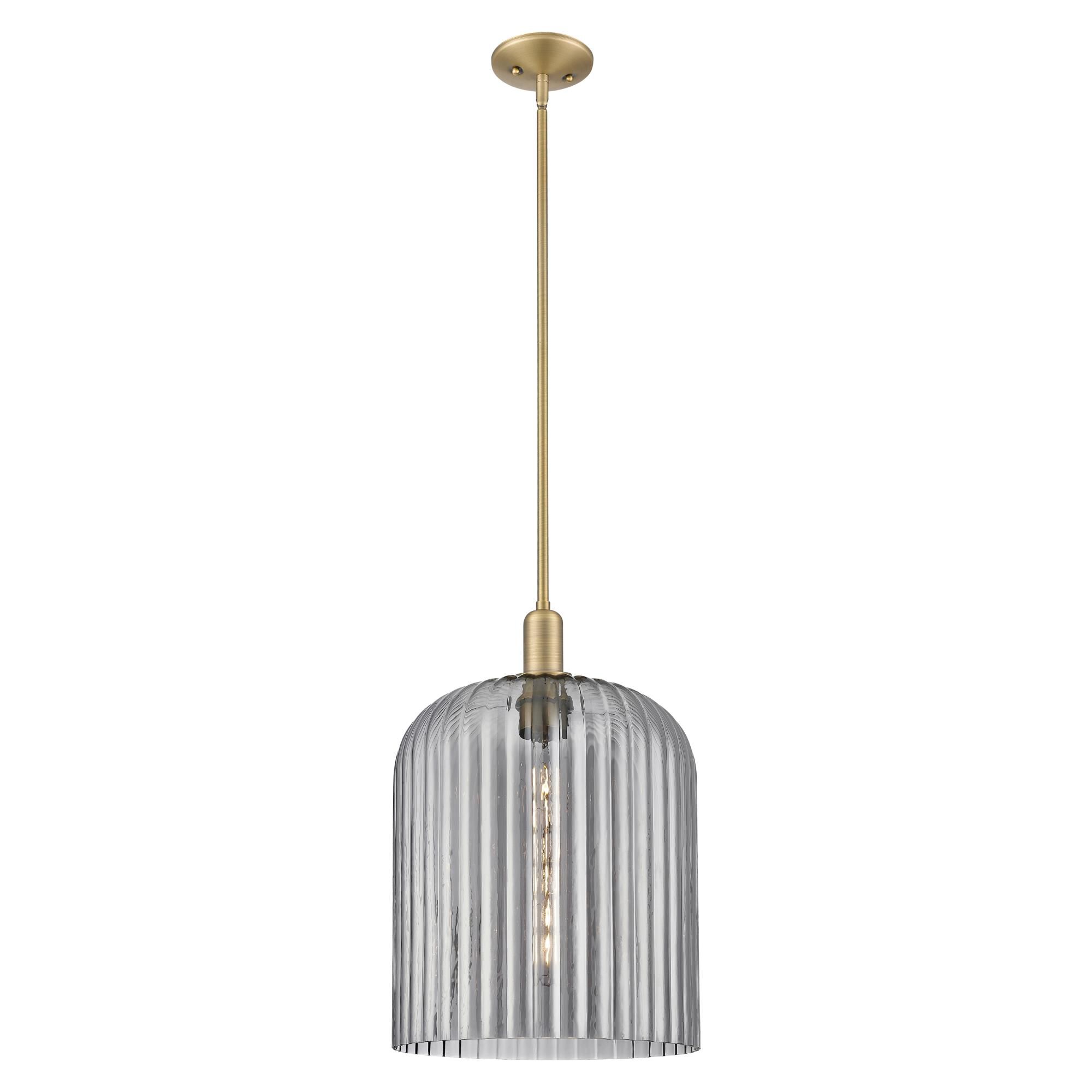 Shown in Brushed Brass finish and Light Smoke glass