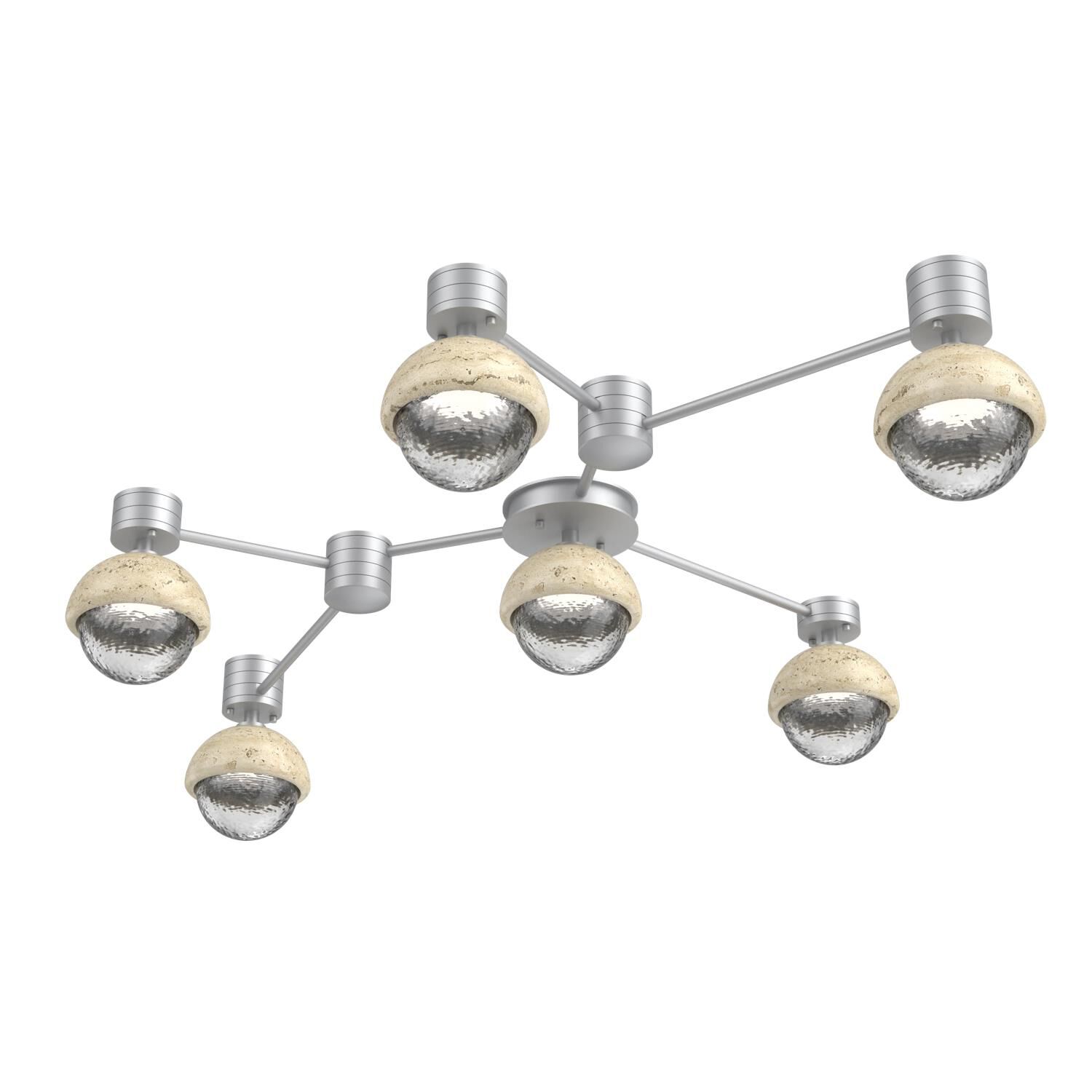 Shown in Classic Silver finish and Clear glass and Travertine Stone accent
