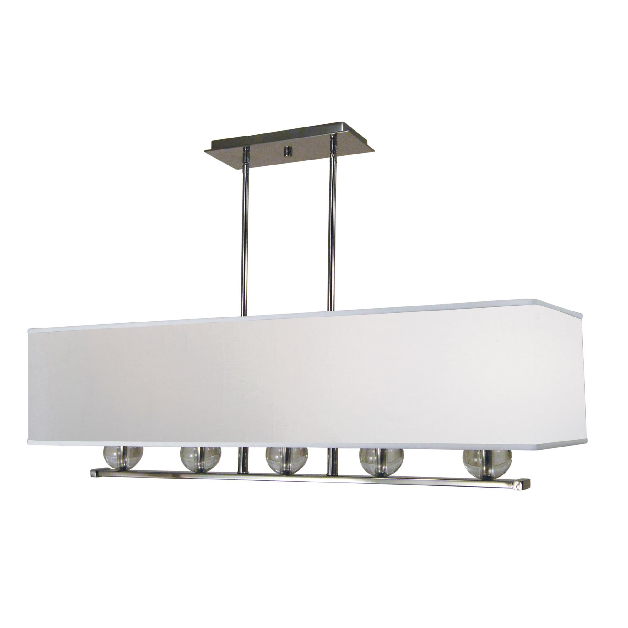 Shown in Polished Nickel finish and White Linen Hardback shade