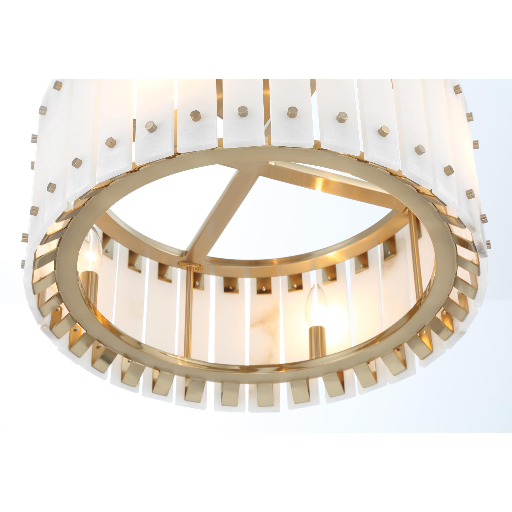 Shown in Celeste Brass finish and Alabaster White glass