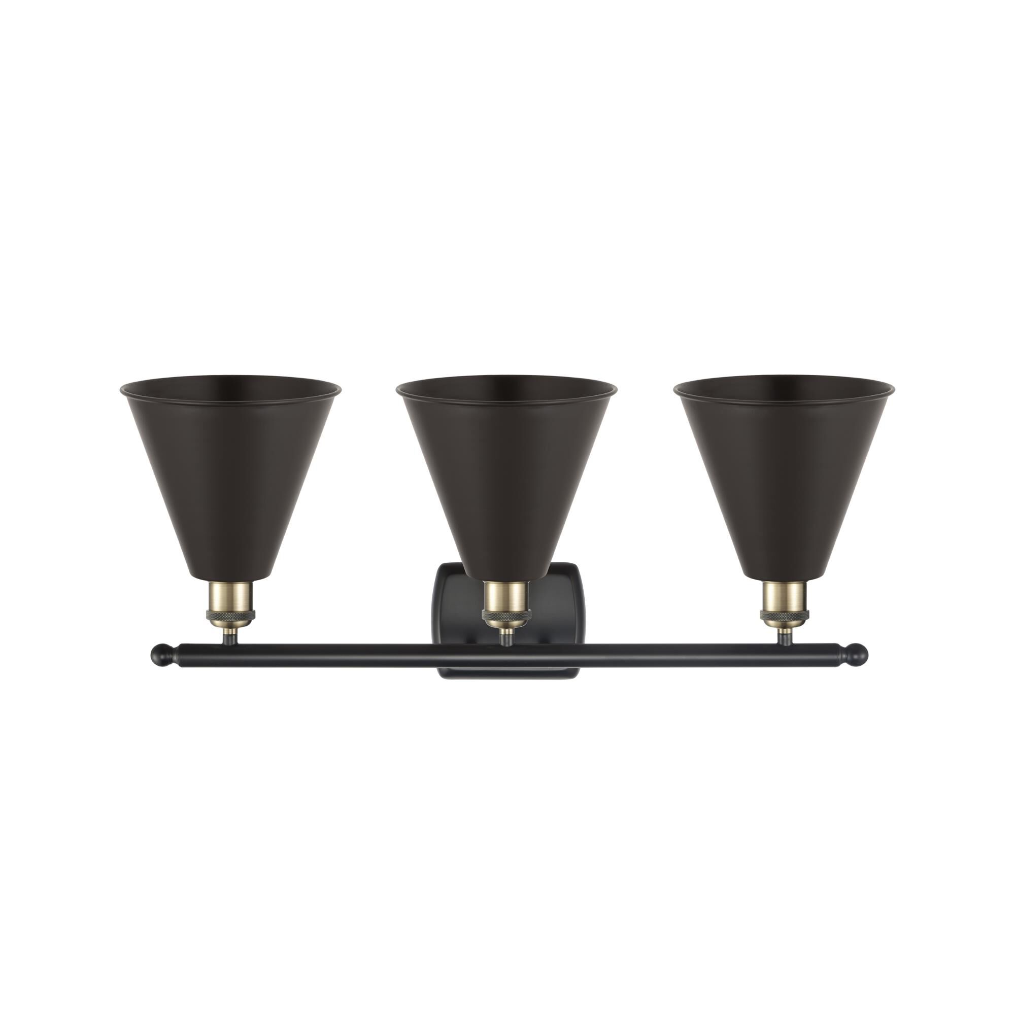 Shown in Black Antique Brass finish and Matte Black Ballston Cone shade