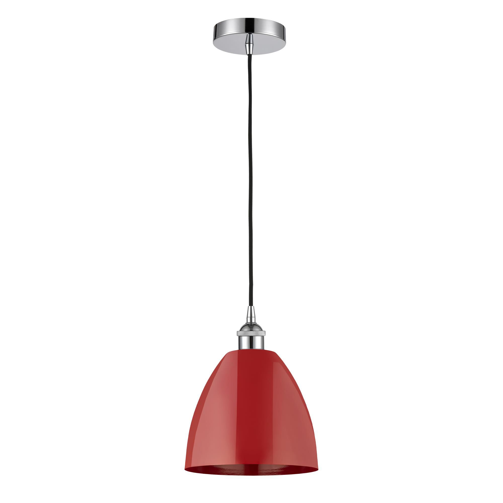 Shown in Polished Chrome finish and Red Plymouth Dome shade