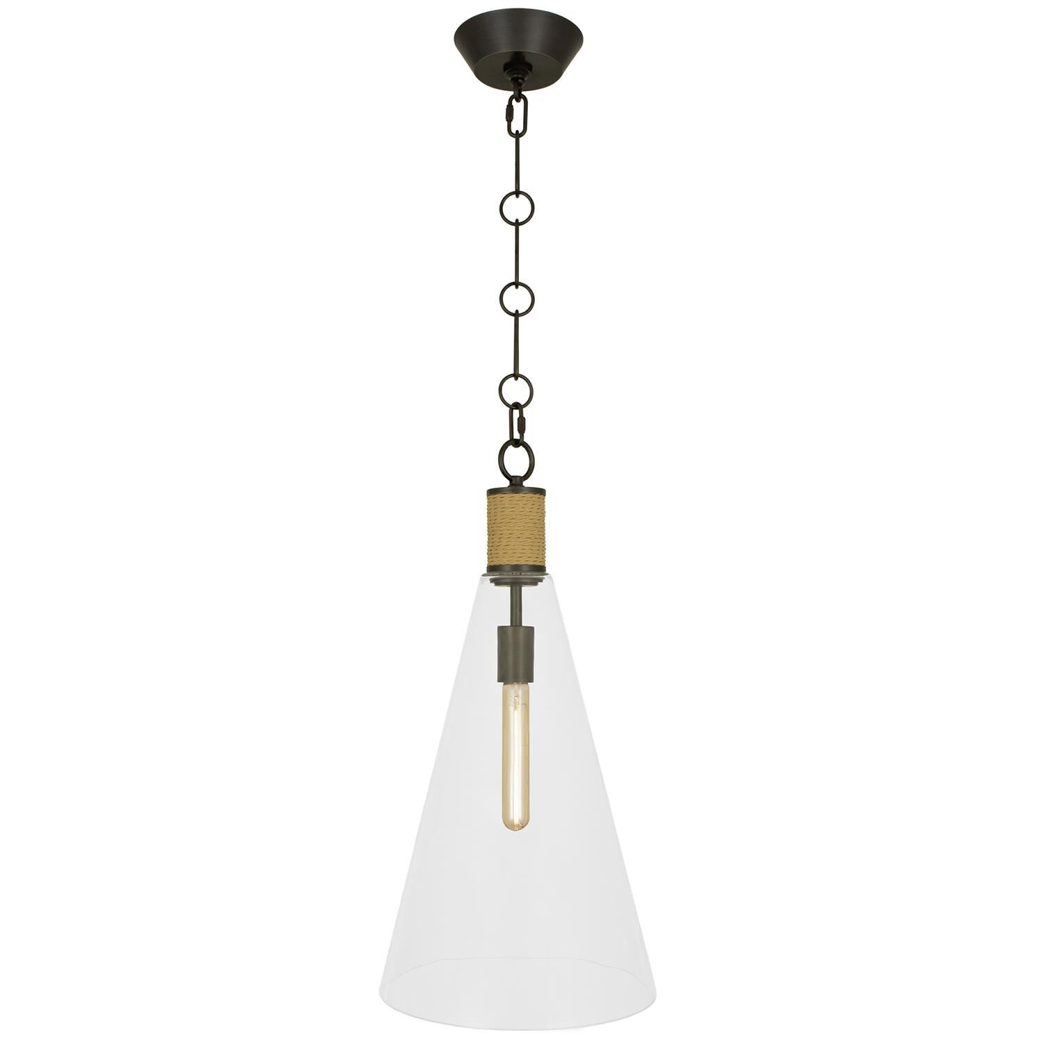 Shown in Deep Patina Bronze finish and Lucite shade and Natural Rope accent
