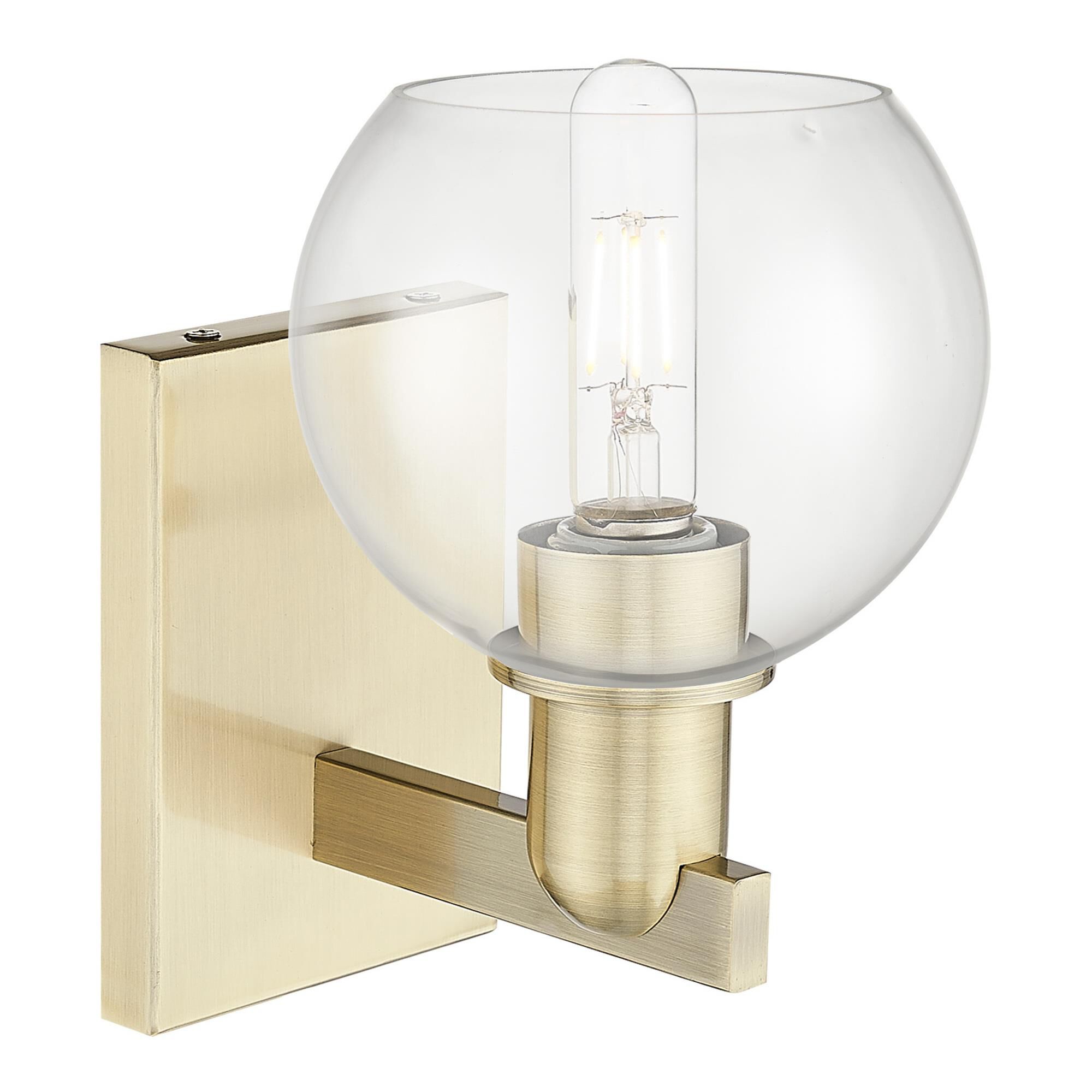 Shown in Antique Brass finish and Clear glass