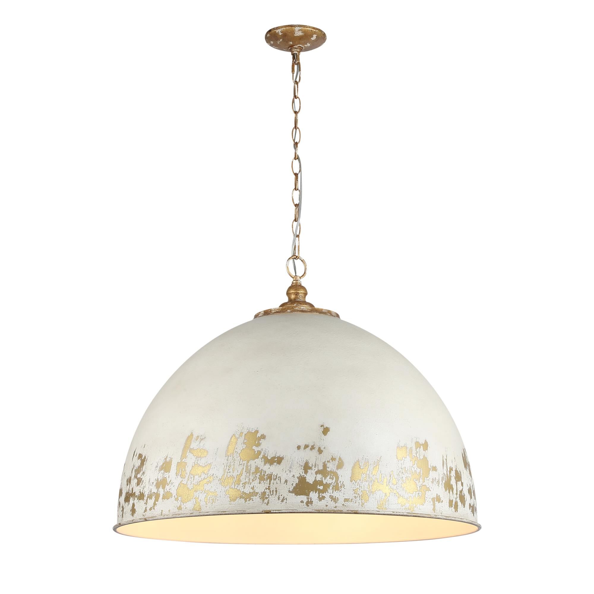 Shown in Vintage Gold finish and Antique Ivory shade