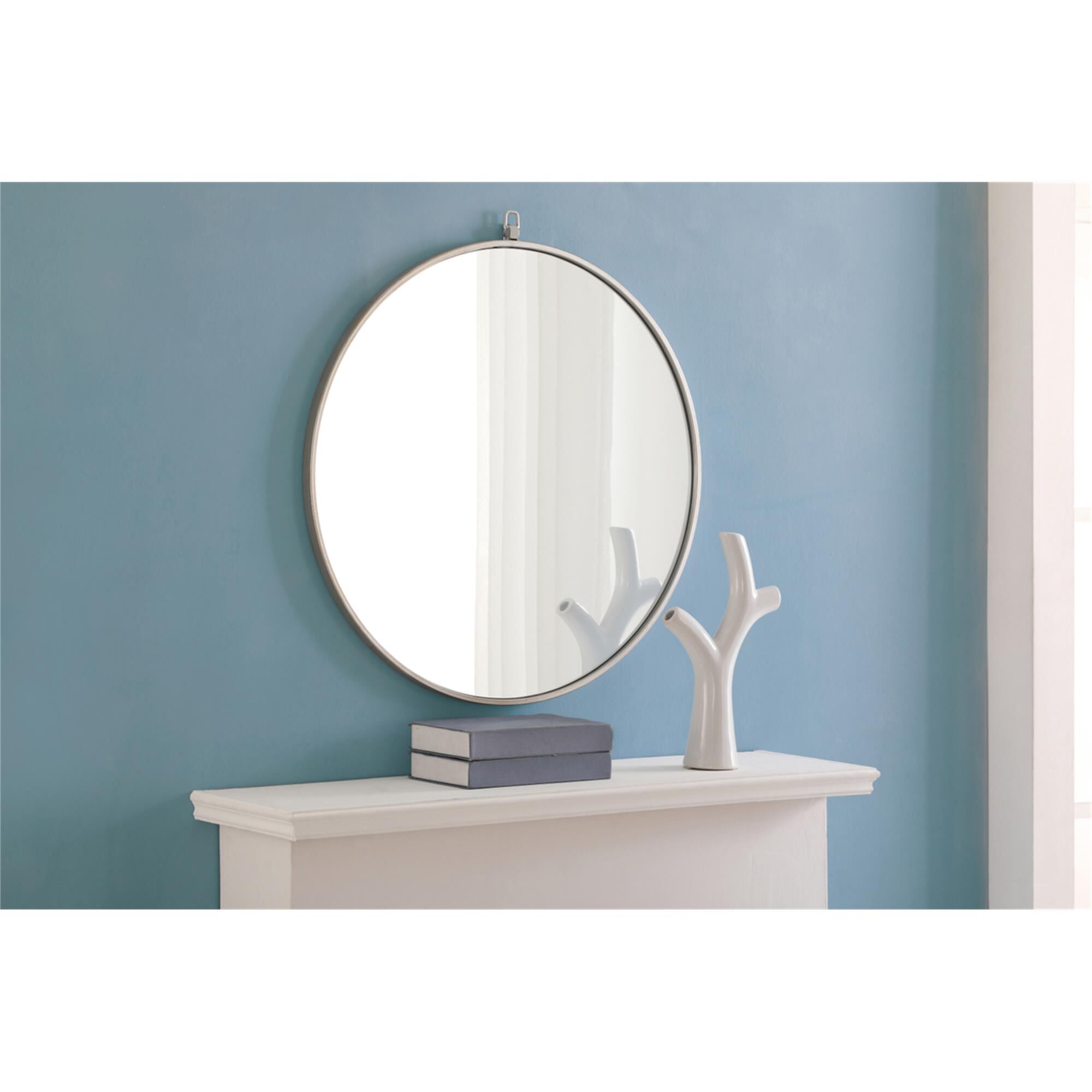 Shown in Silver finish and Clear Mirror Beveled glass