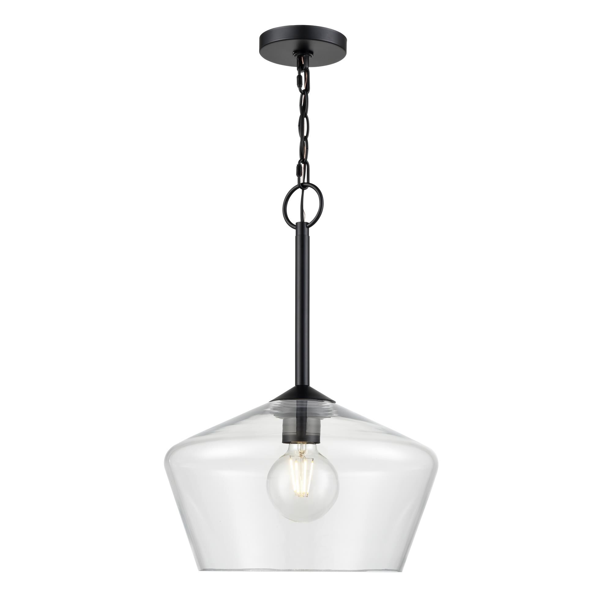 Shown in Matte Black finish and Clear glass