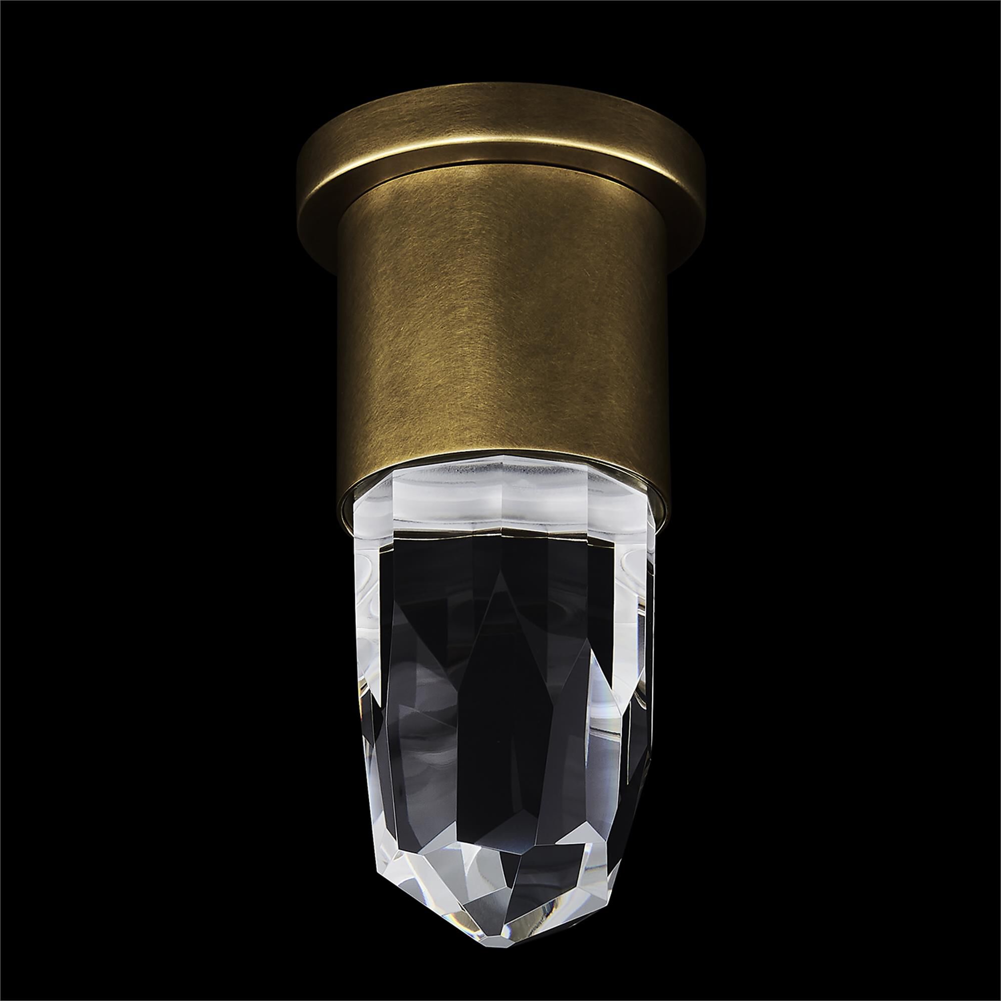 Shown in True Brass finish and Clear crystal