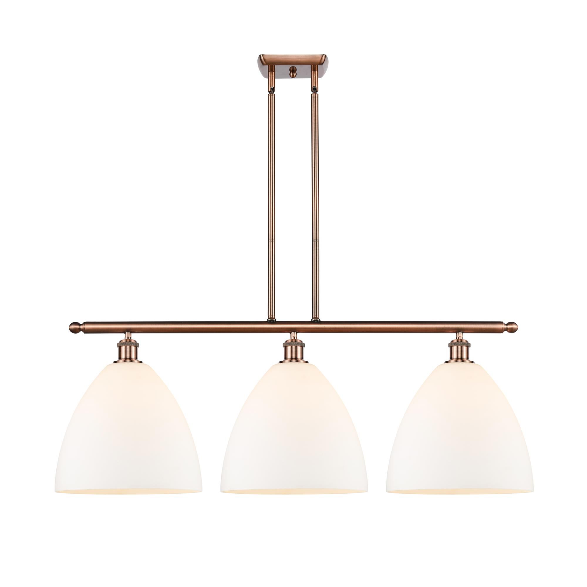 Shown in Antique Copper finish and Matte White Cased Ballston Dome glass and No Shade shade