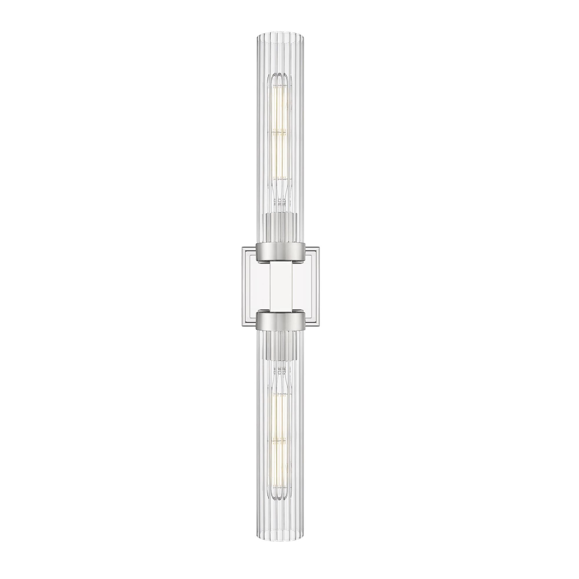 Shown in Polished Nickel finish and Clear Ribbed glass and Clear Ribbed shade