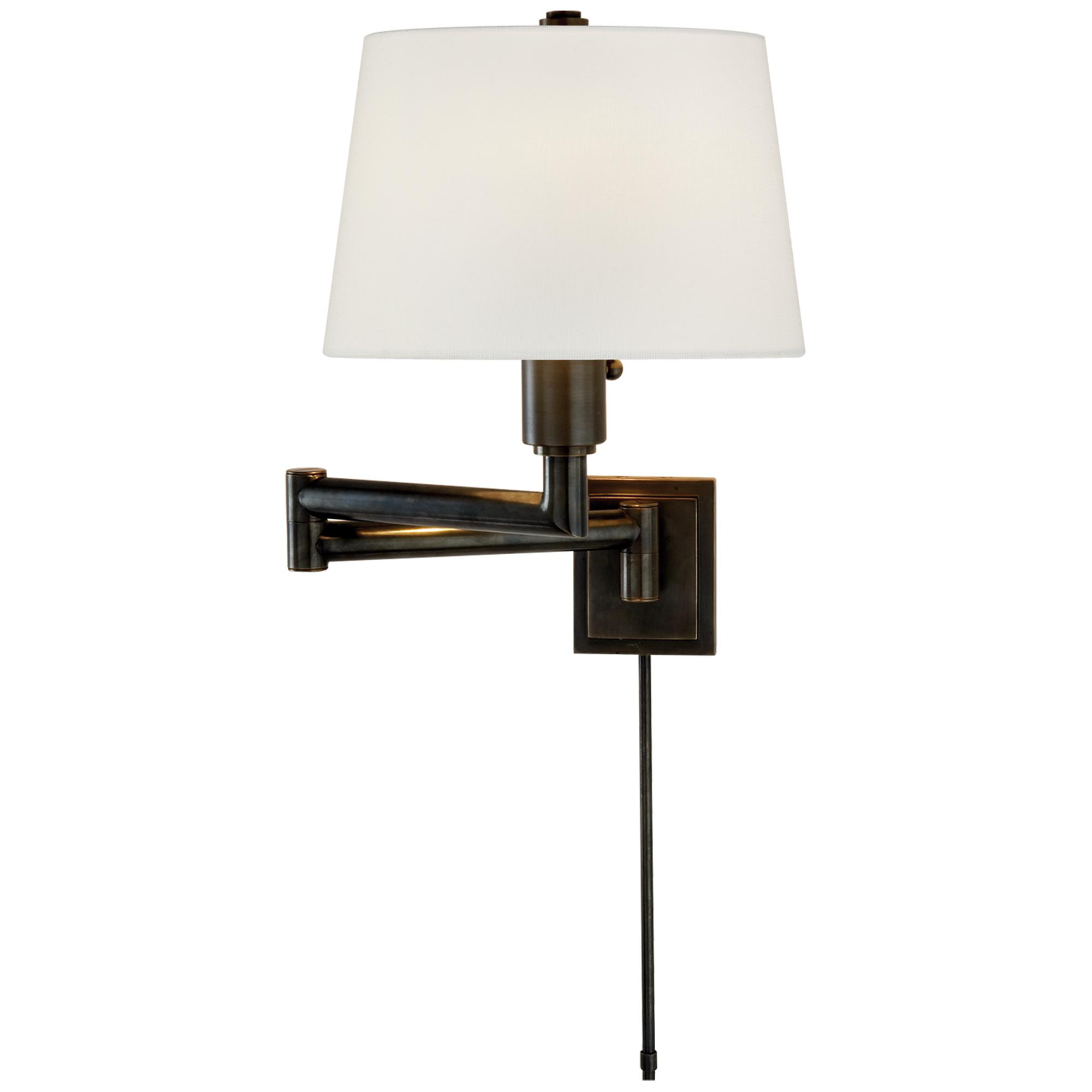 Shown in Bronze finish and Linen shade