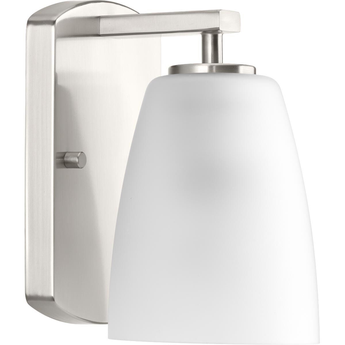 Shown in Brushed Nickel finish and Etched glass