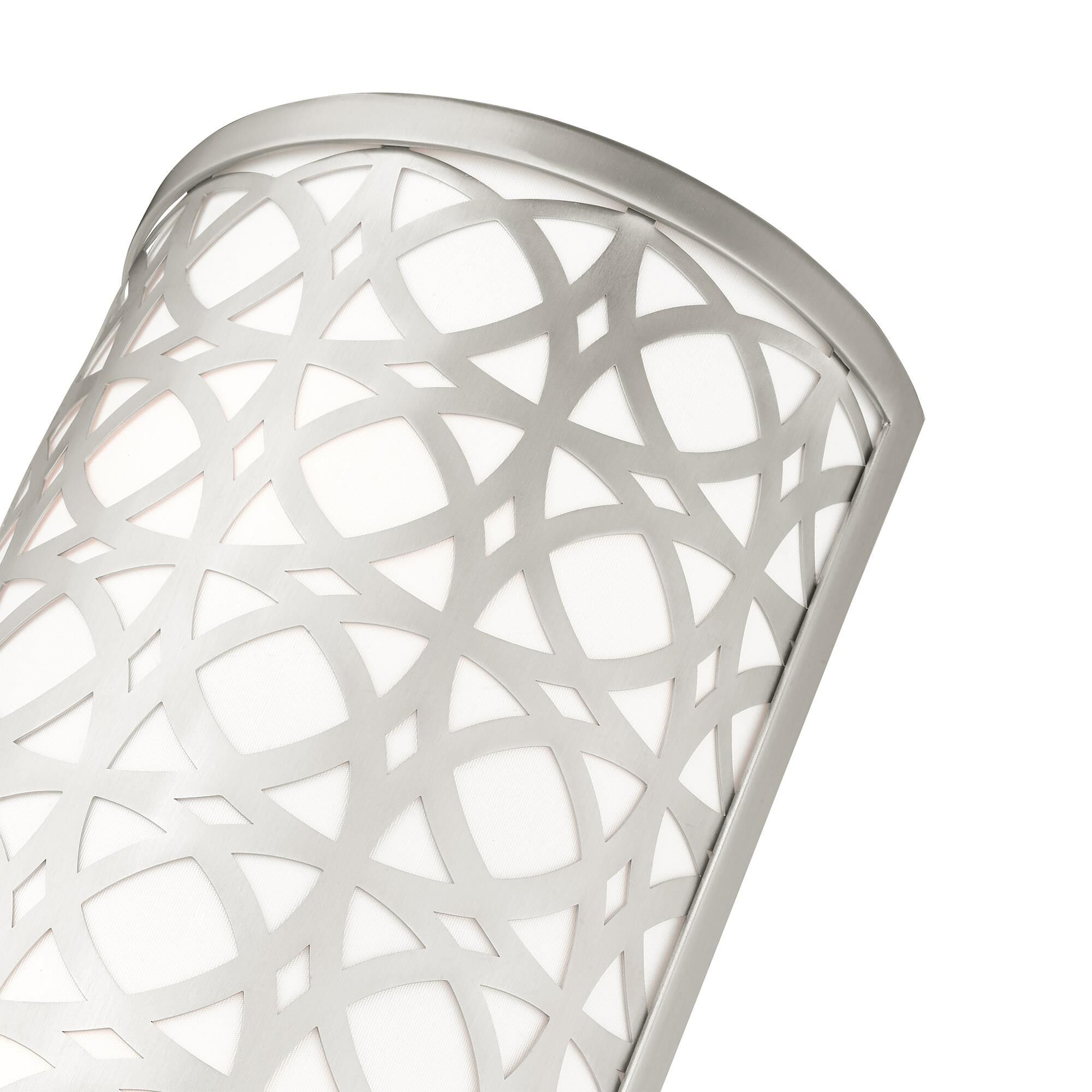 Shown in Brushed Nickel finish and Hand Crafted Hardback  Completely Finished With Off-White Color Fabric Outside and Inside shade