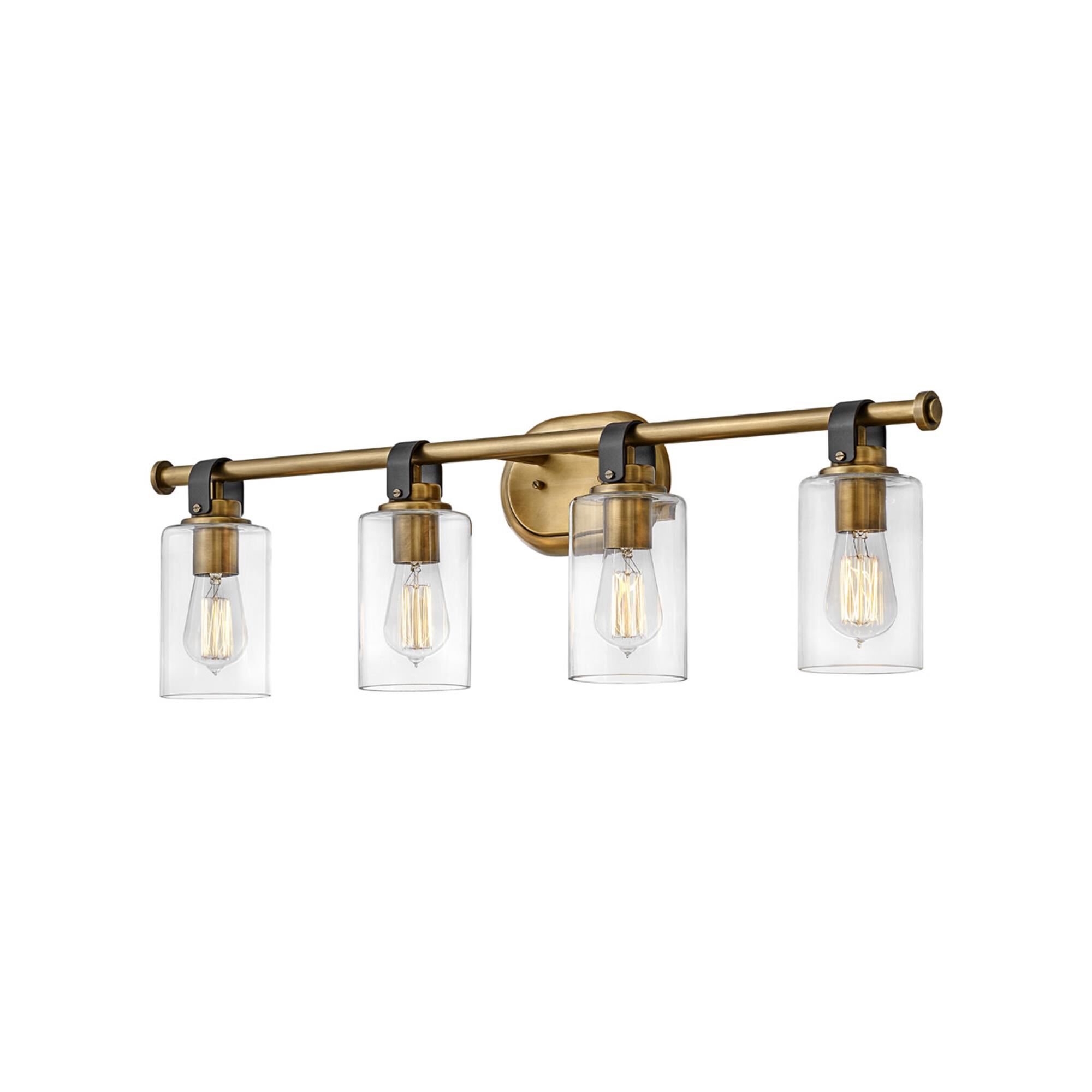 Shown in Heritage Brass finish and Clear glass
