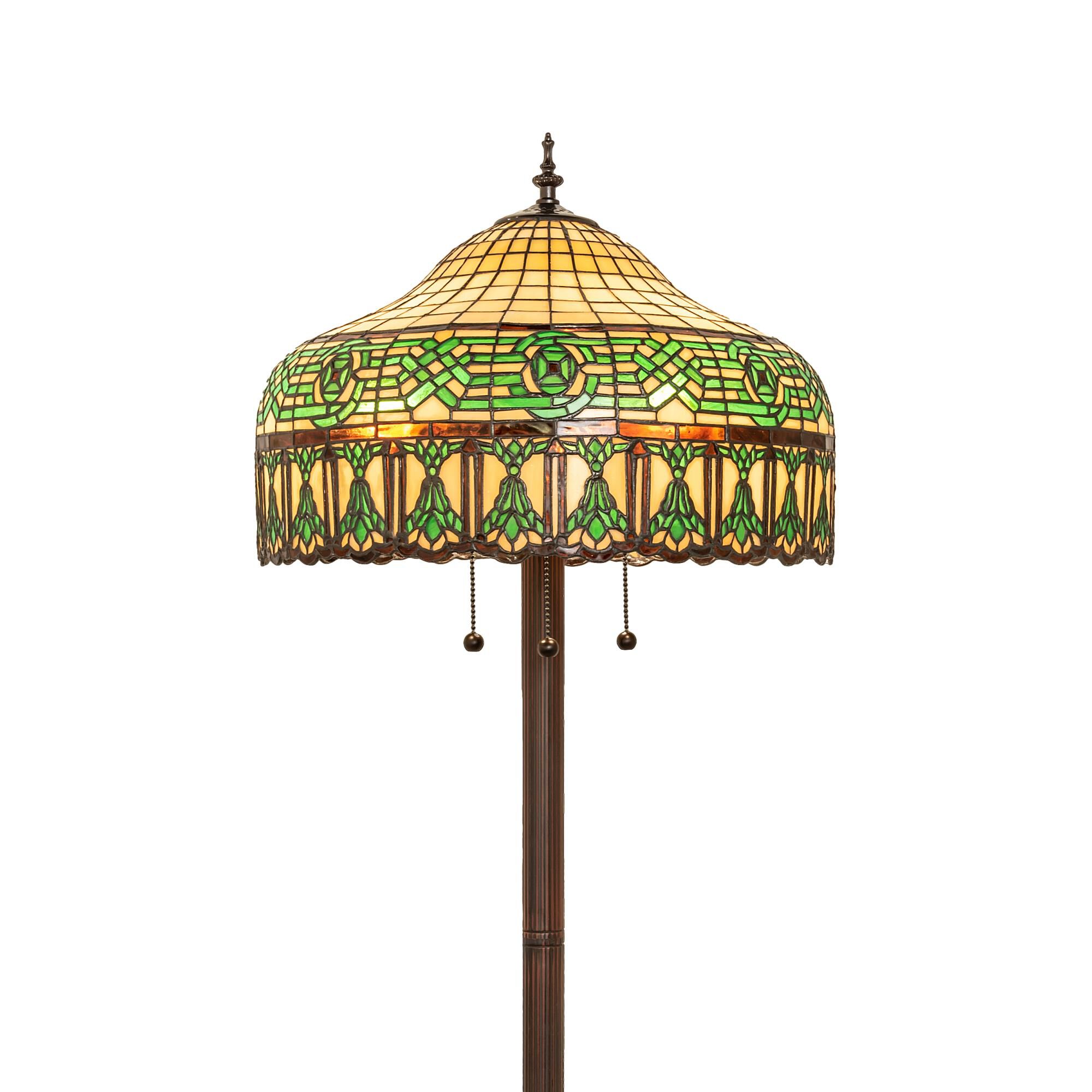 Shown in Mahogany Bronze finish and Sunflower;Green;Beige glass