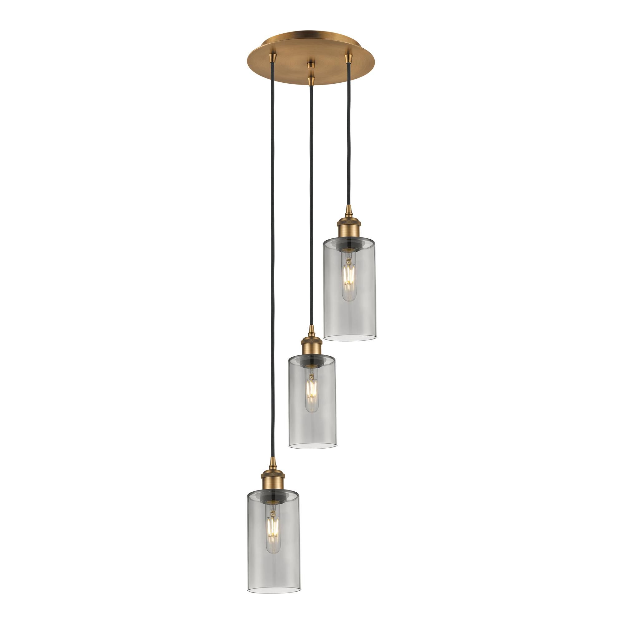 Shown in Brushed Brass finish and Light Smoke shade