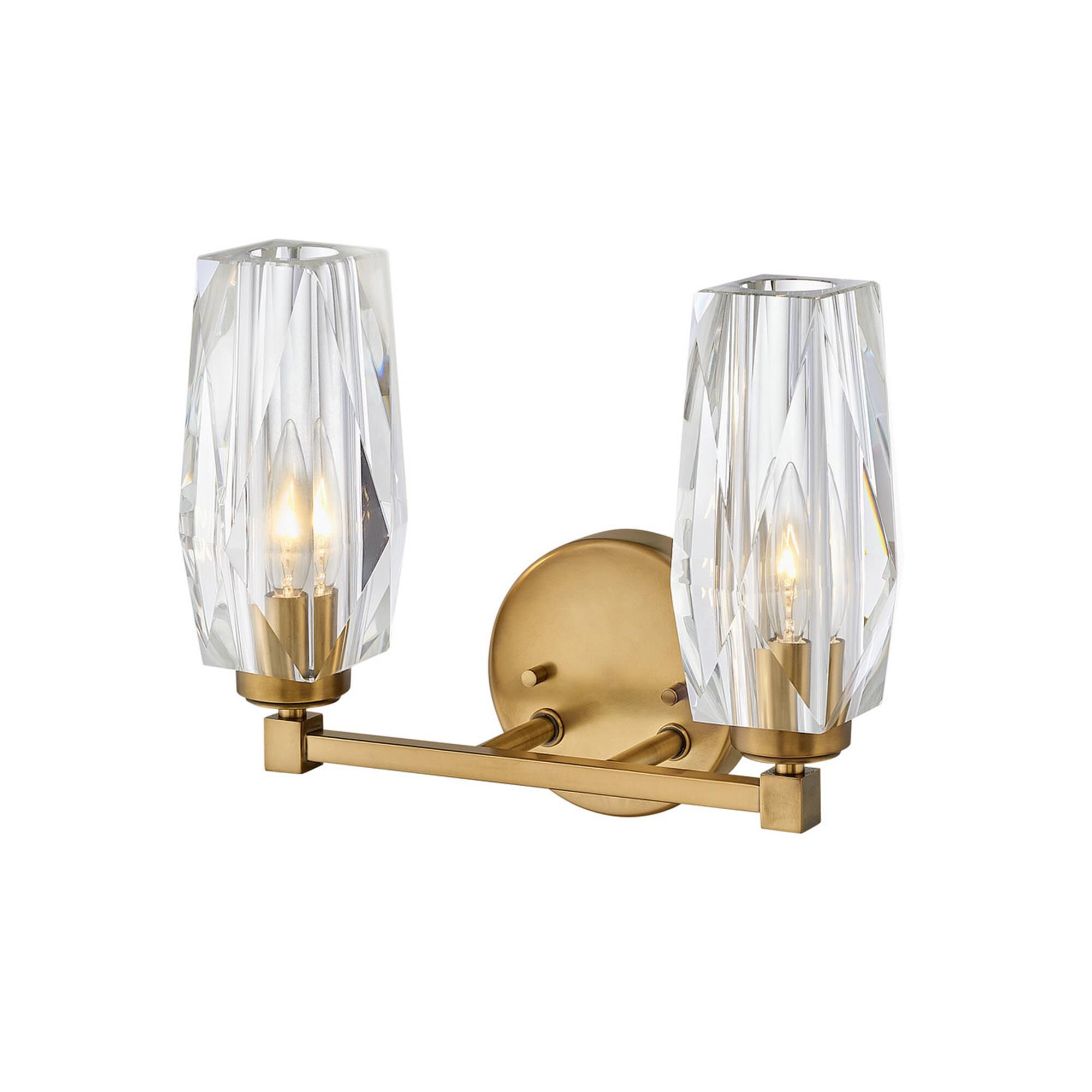 Shown in Heritage Brass finish and Faceted Clear Crystal glass