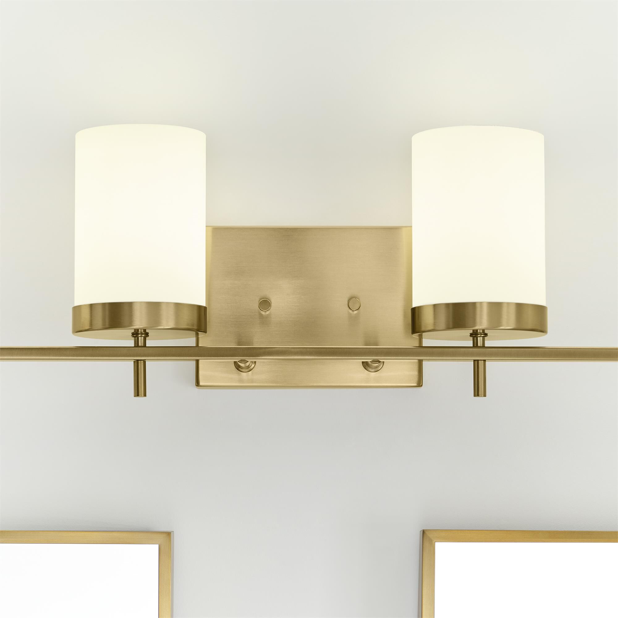 Shown in Satin Brass finish and White Etched glass