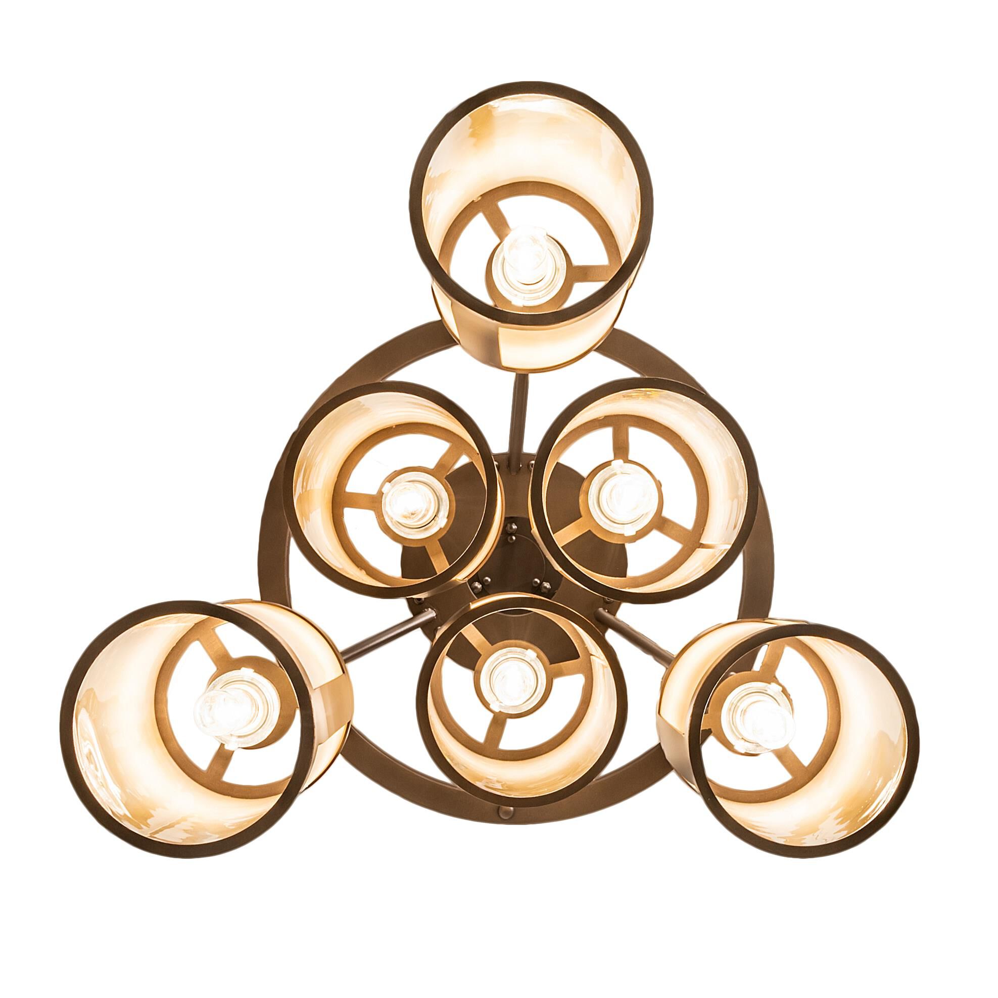 Shown in Bronze Finish finish and Amber /Acrylic;Ivory glass