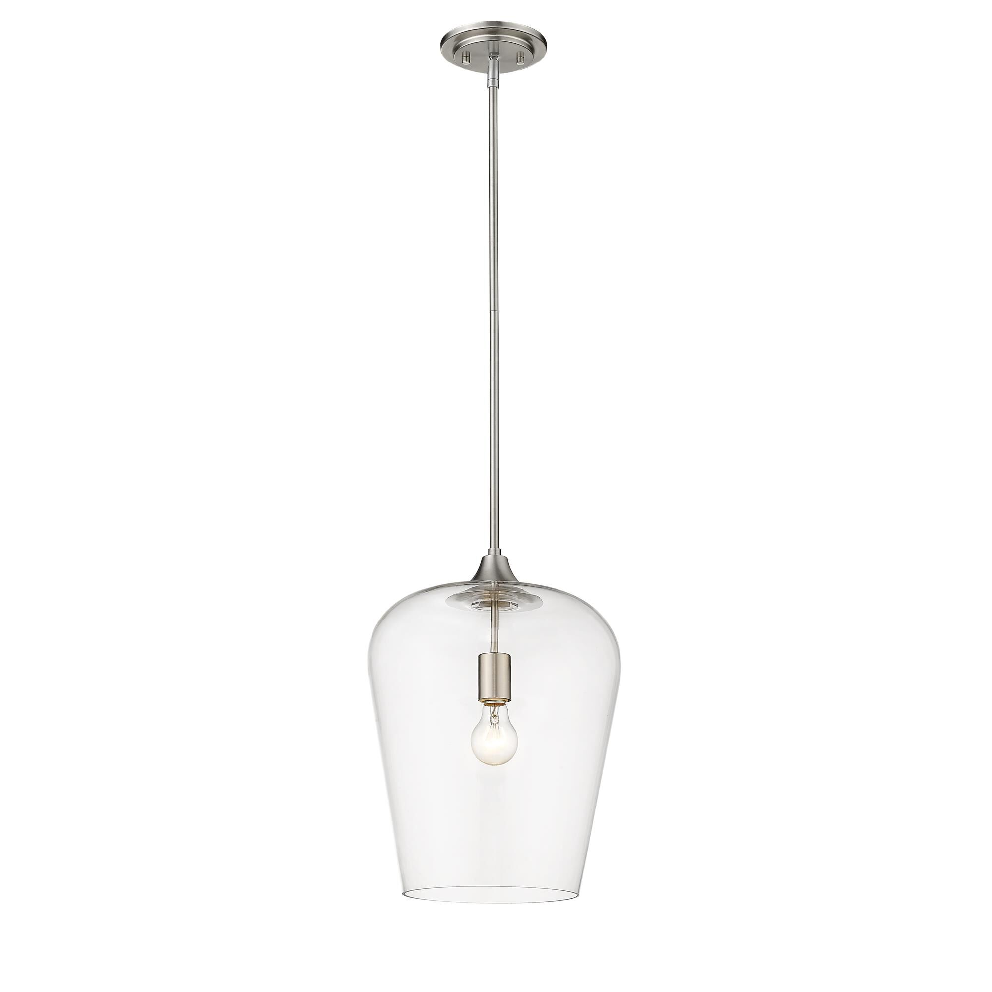 Shown in Brushed Nickel finish and Glass shade