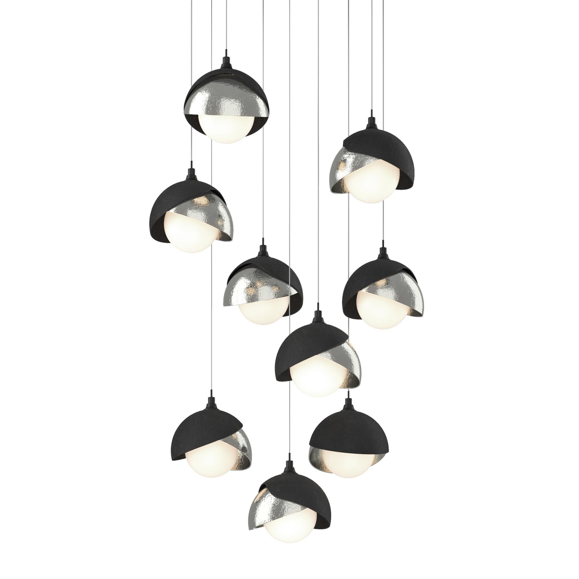 Shown in Black finish and Opal glass and Sterling accent
