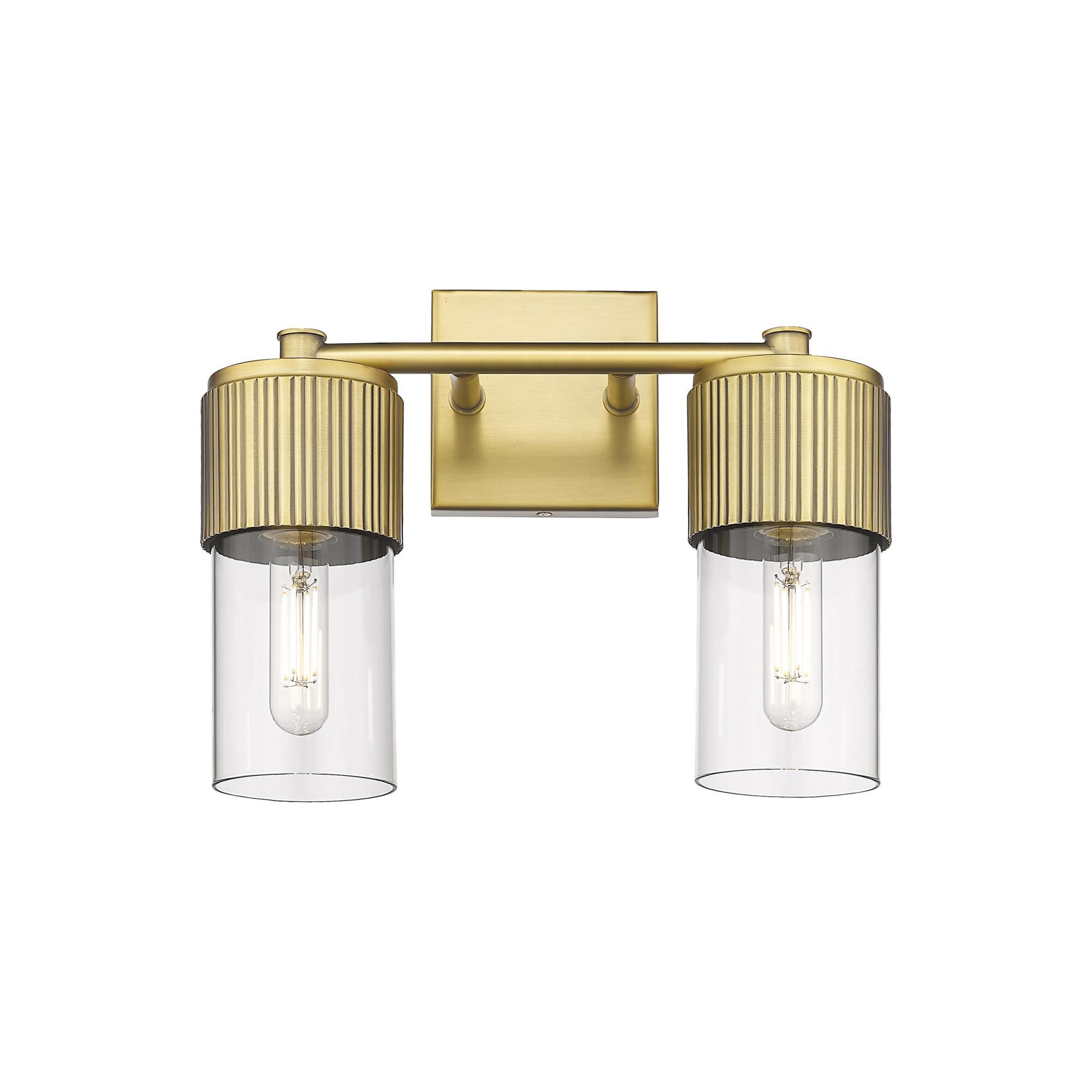 Shown in Brushed Brass finish and Clear glass