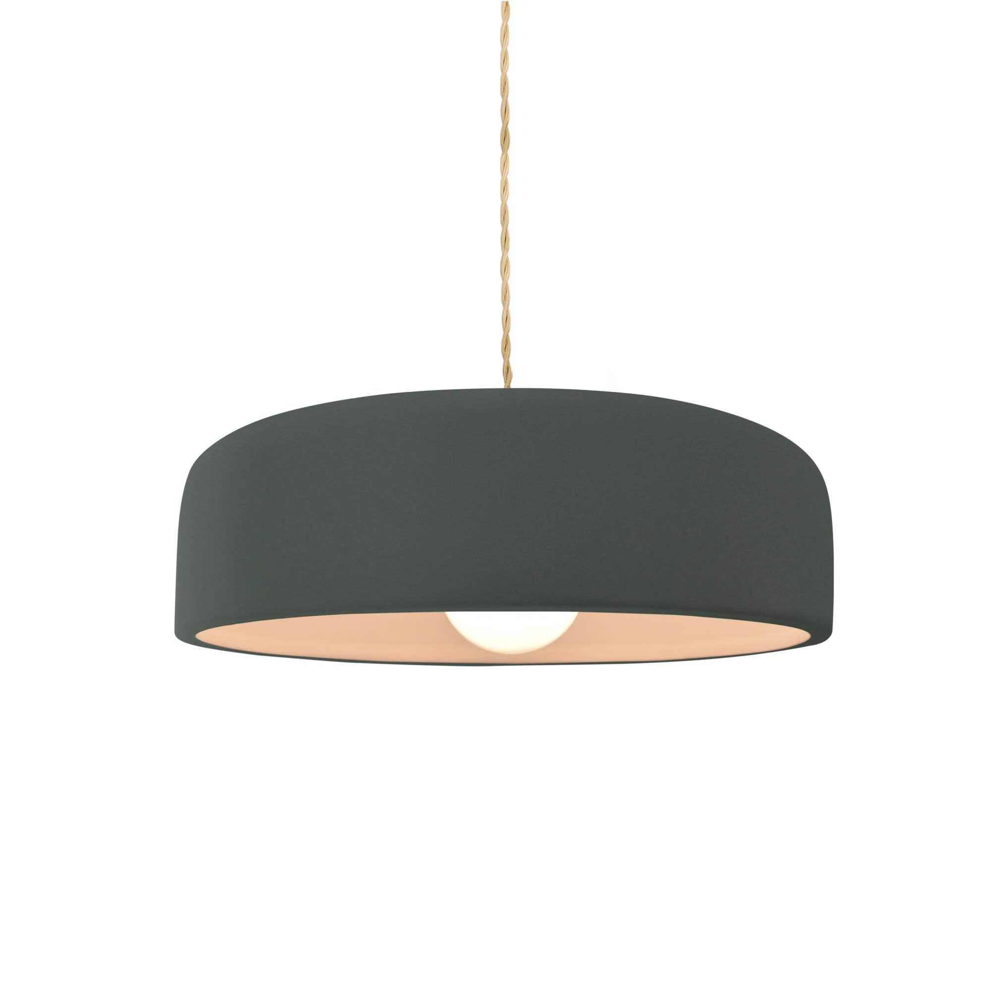 Shown in Brushed Brass finish and Pewter Green shade