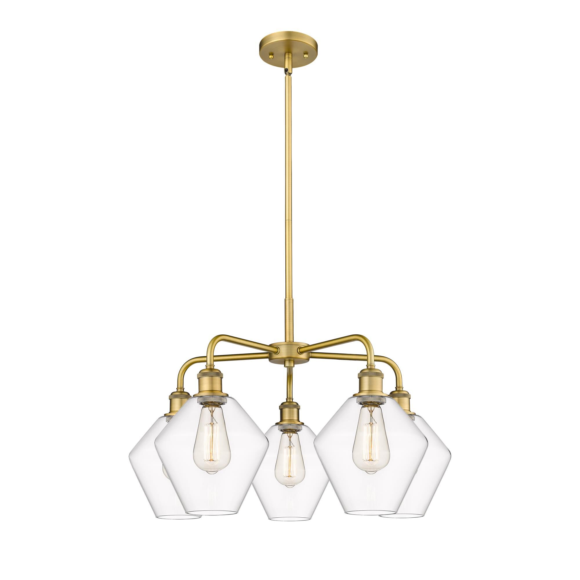 Shown in Brushed Brass finish and Clear glass