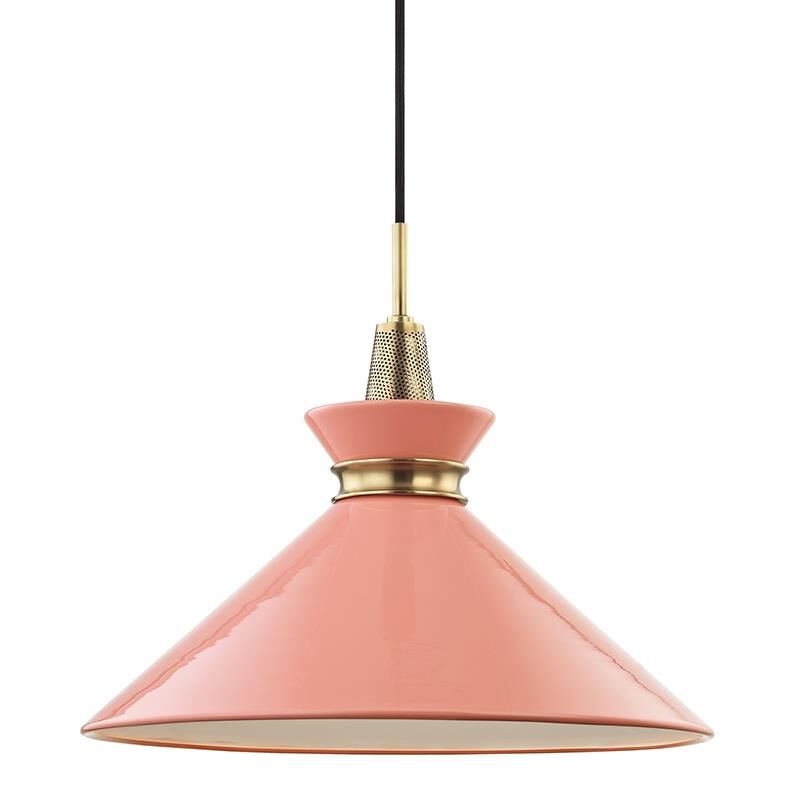 Shown in Aged Brass-Pink finish and Pink Metal shade