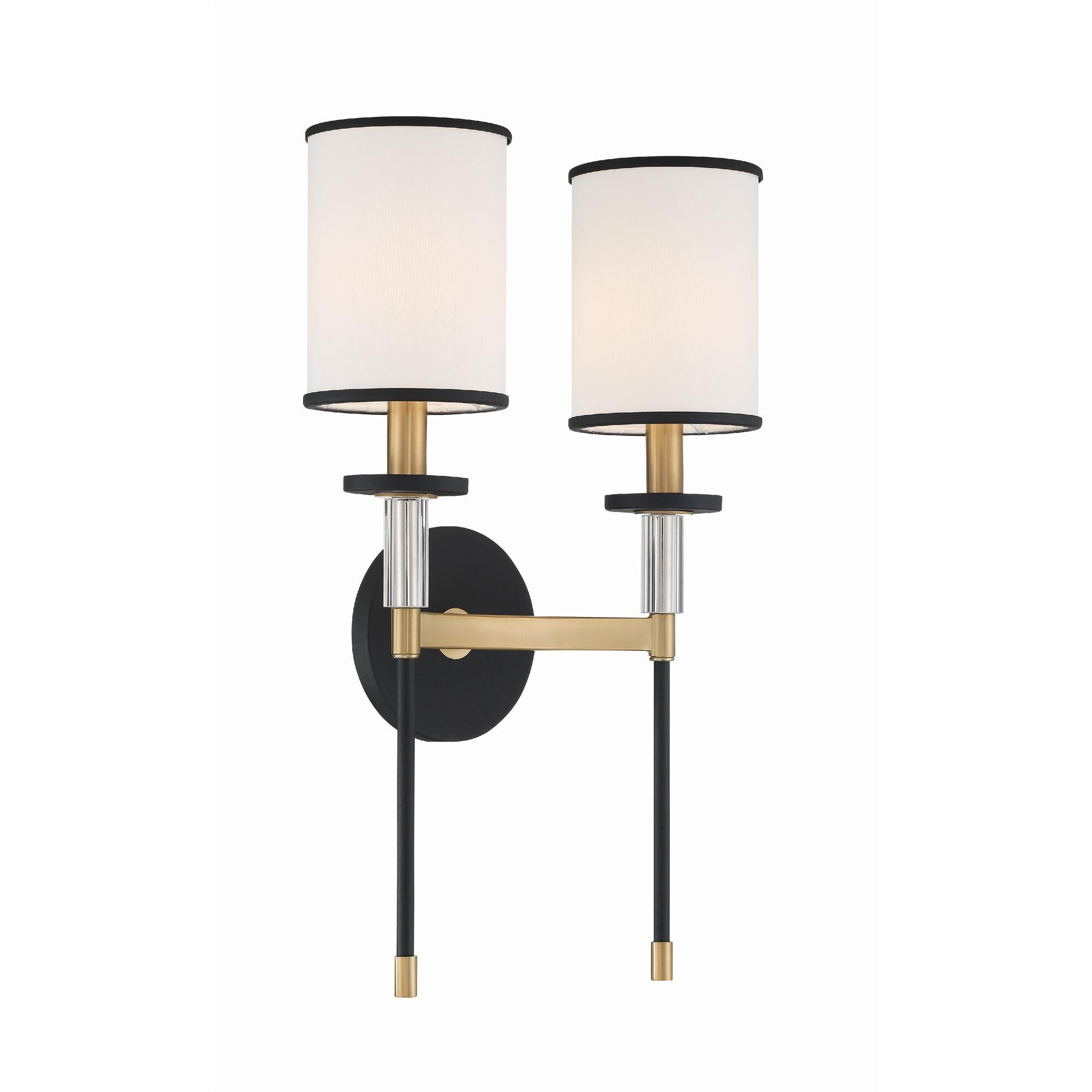 Shown in Black Forged + Vibrant Gold finish and Accents crystal and Silk glass and Silk shade