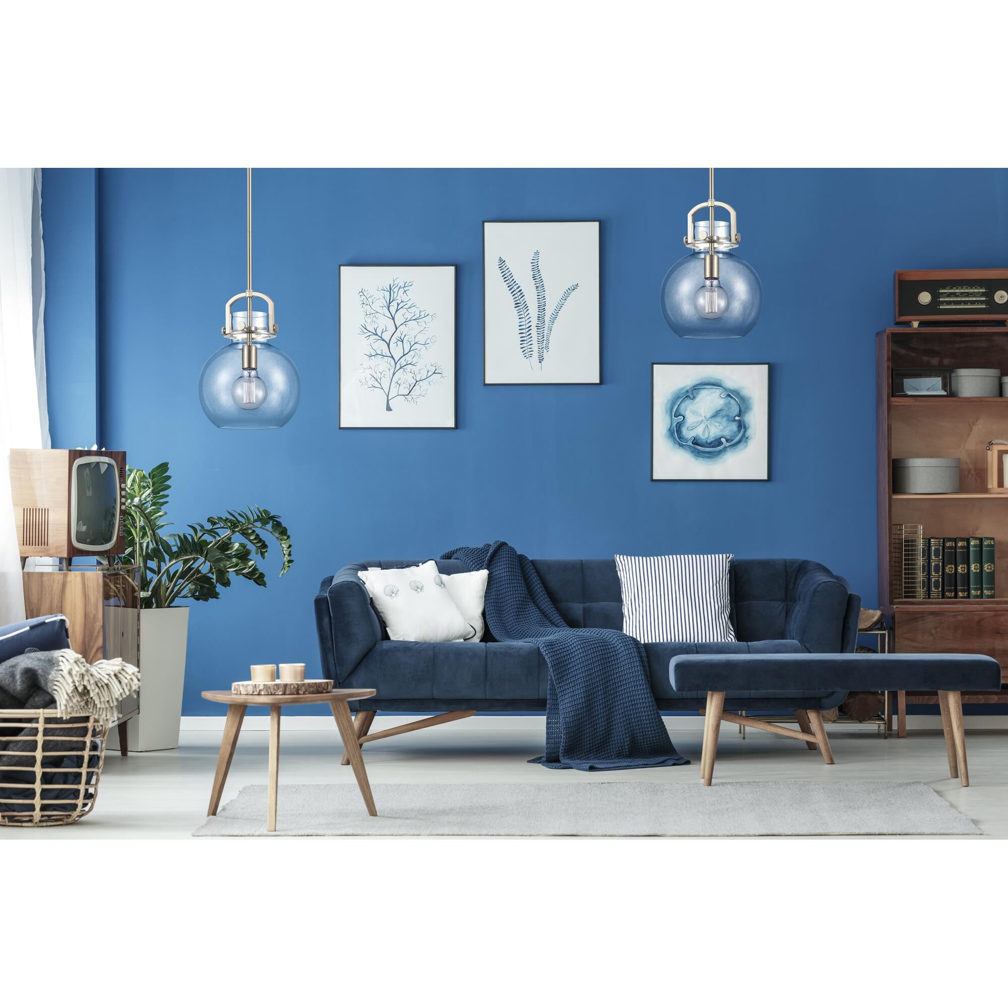 Shown in Satin Nickel finish and Clear glass