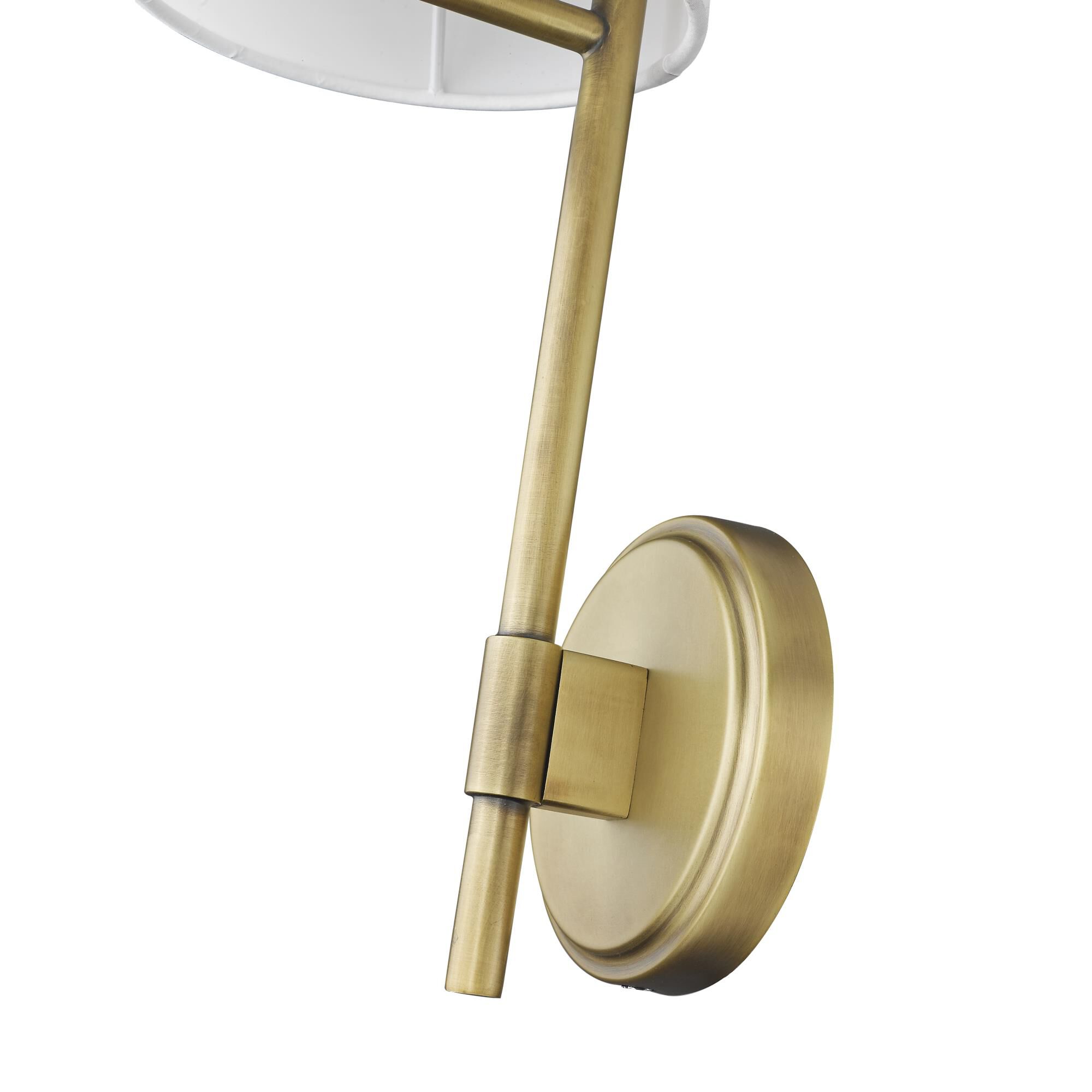 Shown in Rubbed Brass finish and Fabric glass and Fabric shade