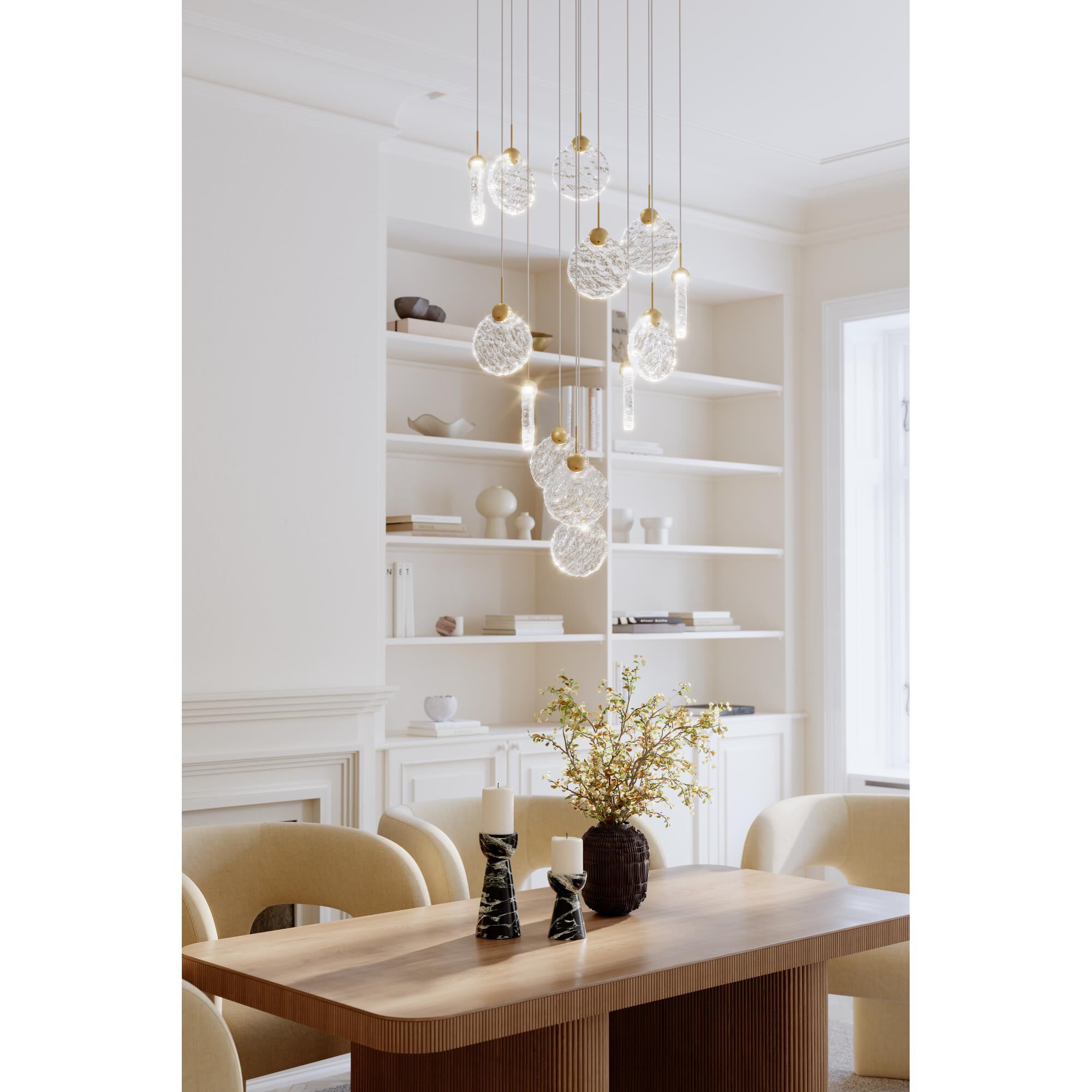 Shown in Legacy Brass finish and Clear Textured glass