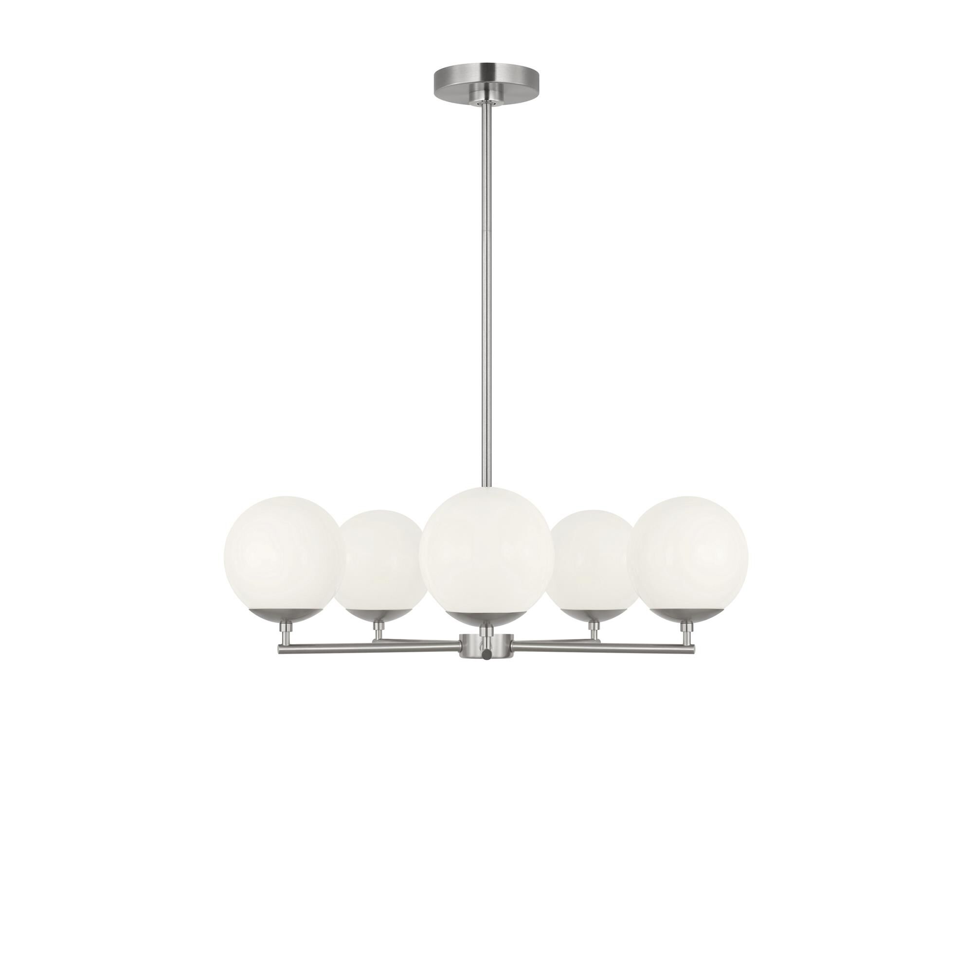 Shown in Brushed Nickel finish and Clear White glass