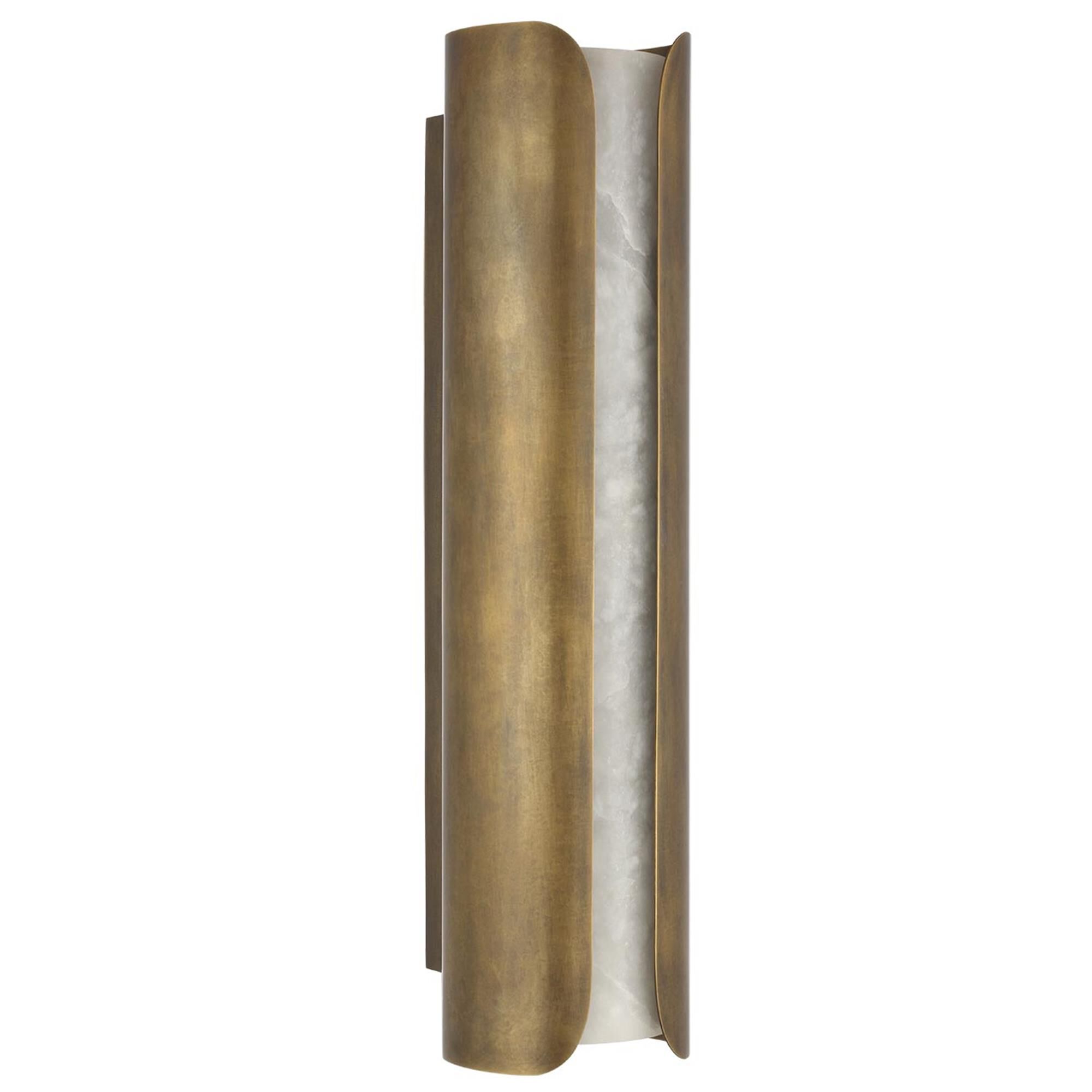 Shown in Mottled Brass finish and Alabaster shade