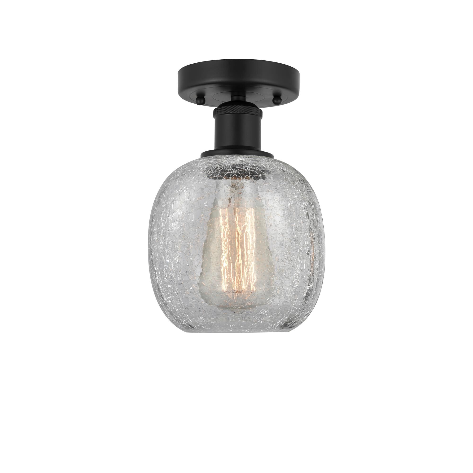 Shown in Matte Black finish and Clear Crackle glass