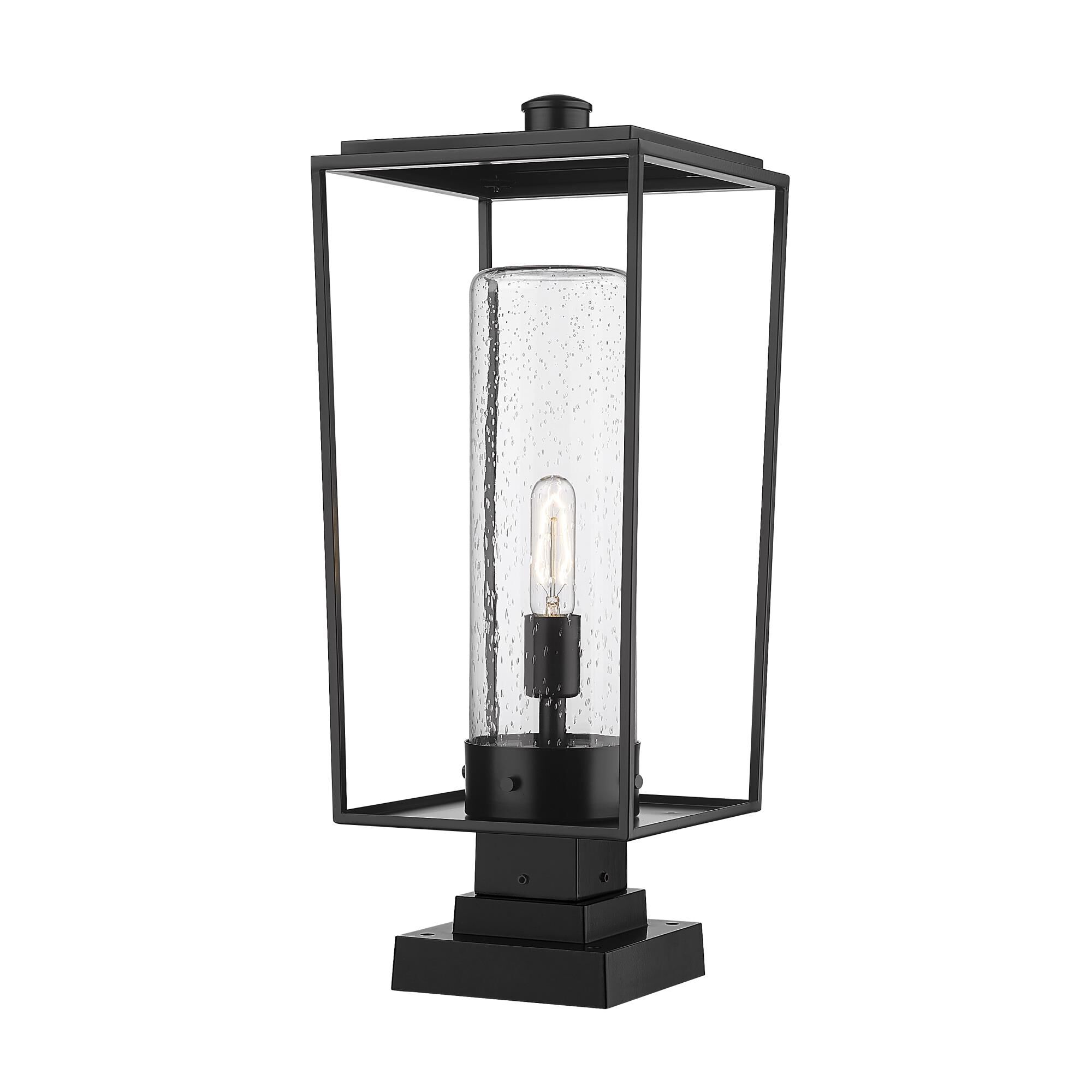 Shown in Black finish and Glass shade