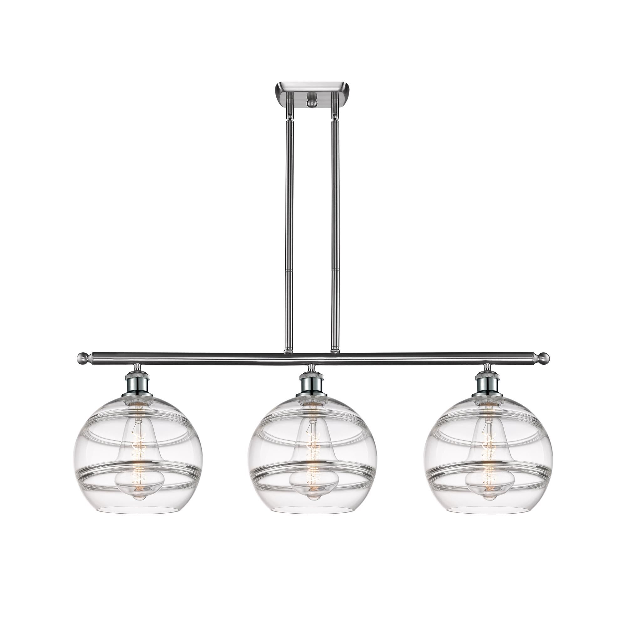 Shown in Brushed Satin Nickel finish and Clear glass