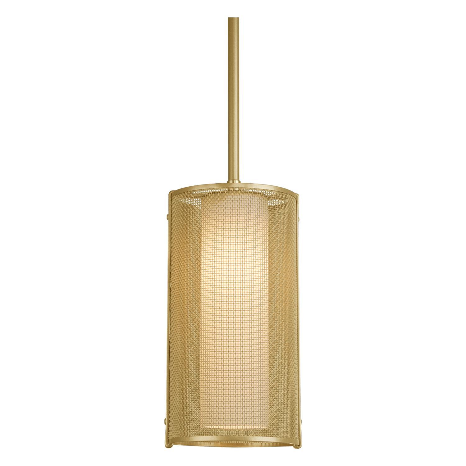 Shown in Gilded Brass finish and Frosted glass
