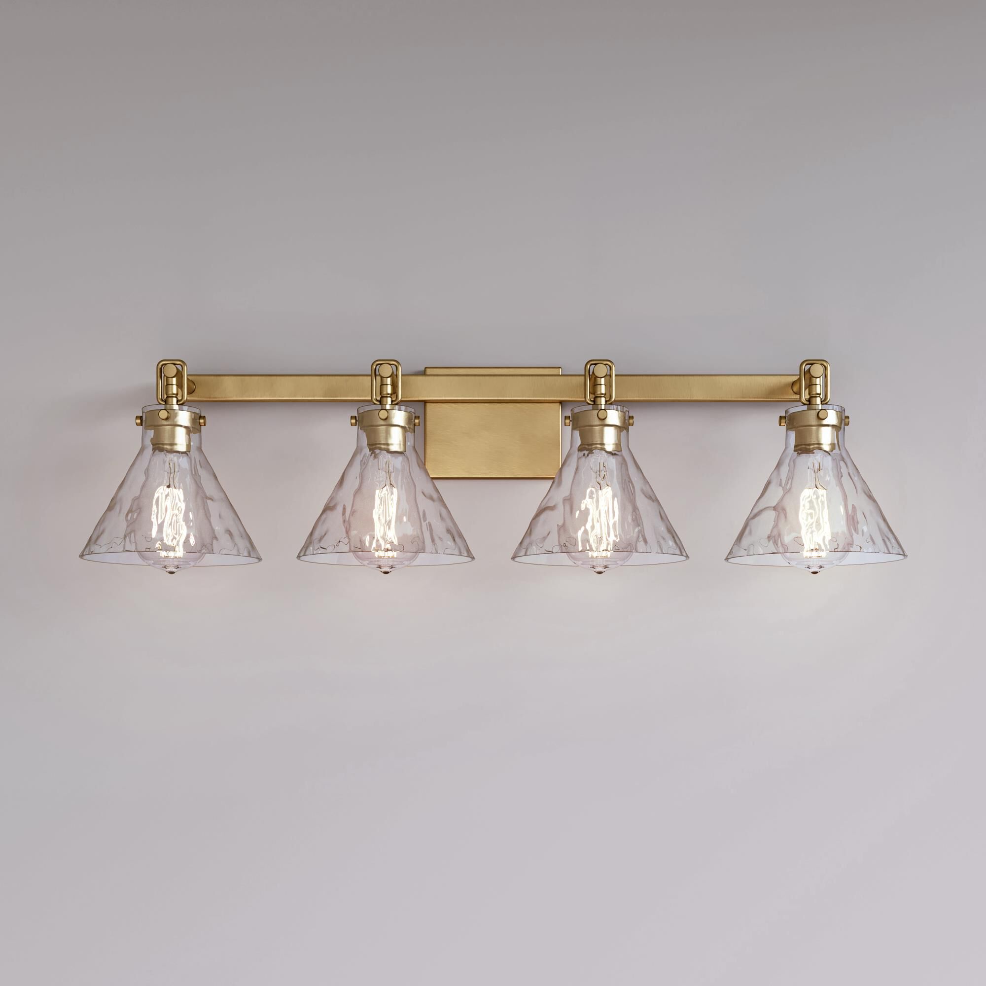 Shown in Vintage Brass finish and Clear Water glass