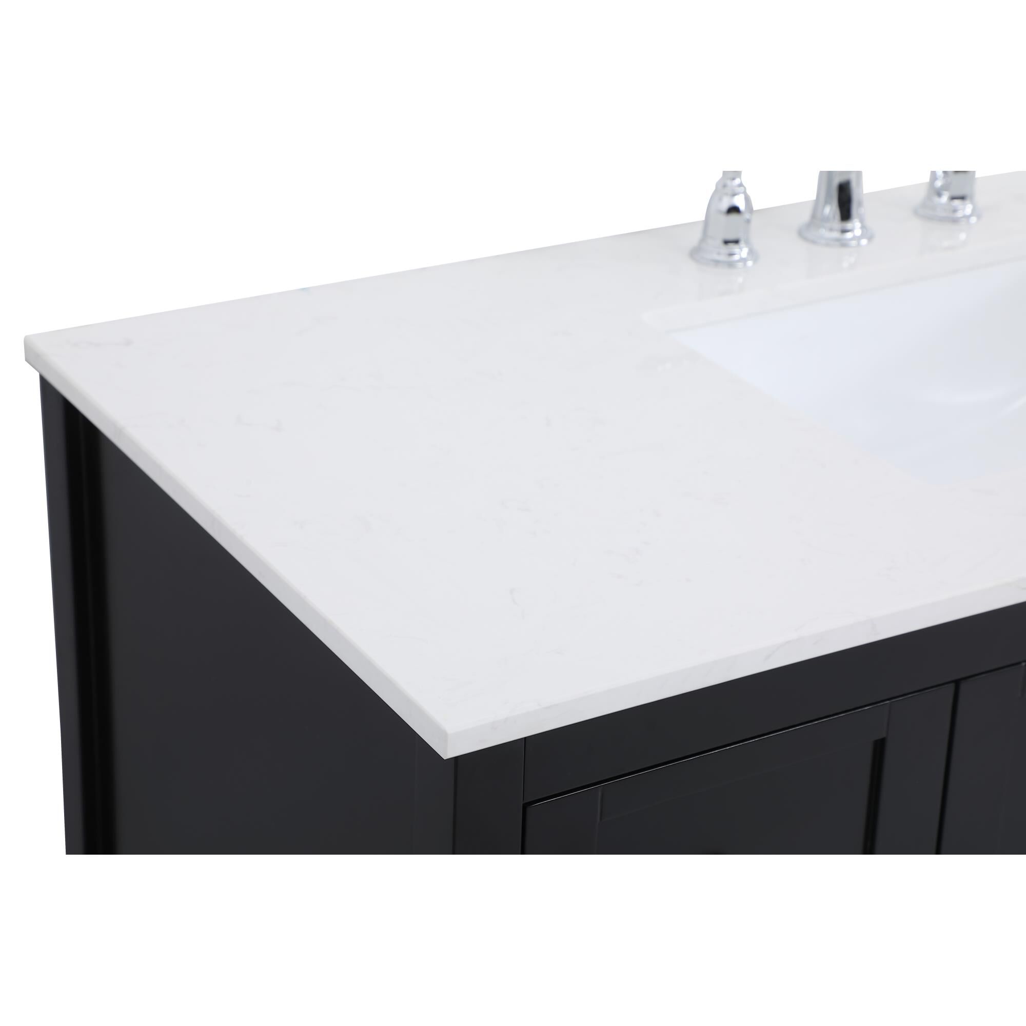 Shown in Black And Brushed Nickel With Calacatta Quartz finish