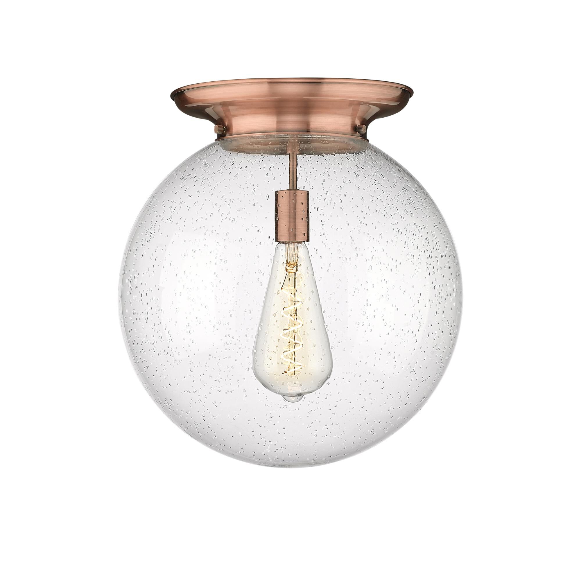 Shown in Antique Copper finish and Seedy glass