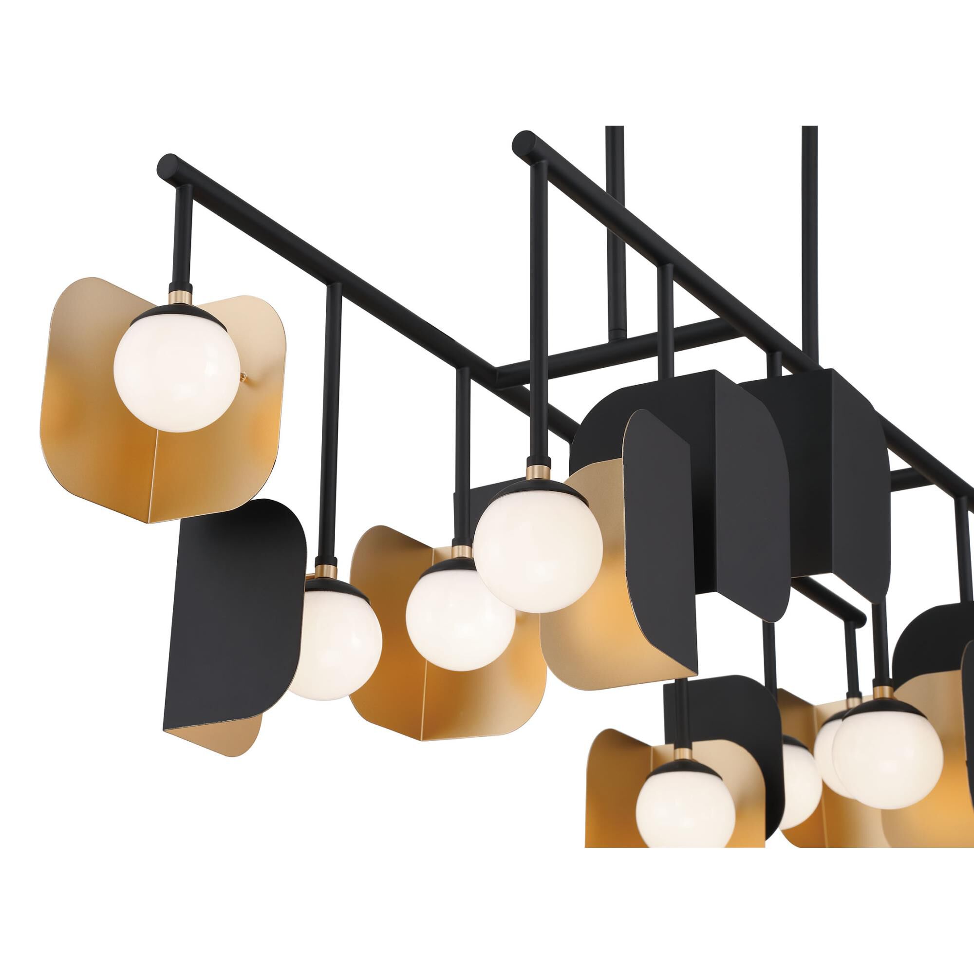 Shown in Gold-Black finish and White glass