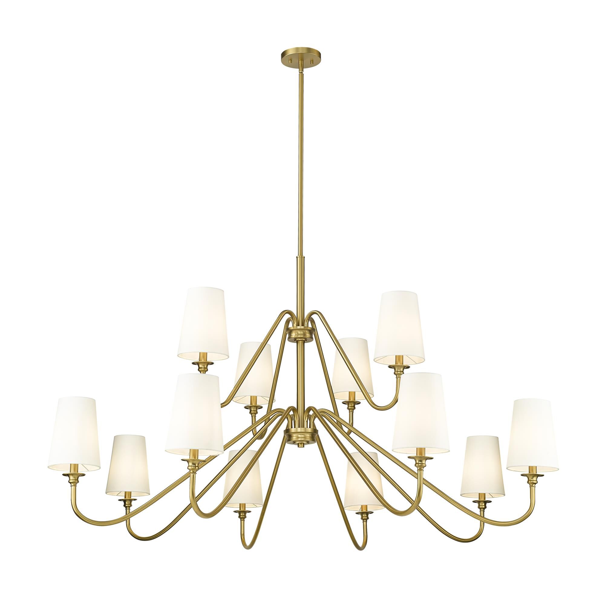 Shown in Modern Gold finish and White glass and White shade
