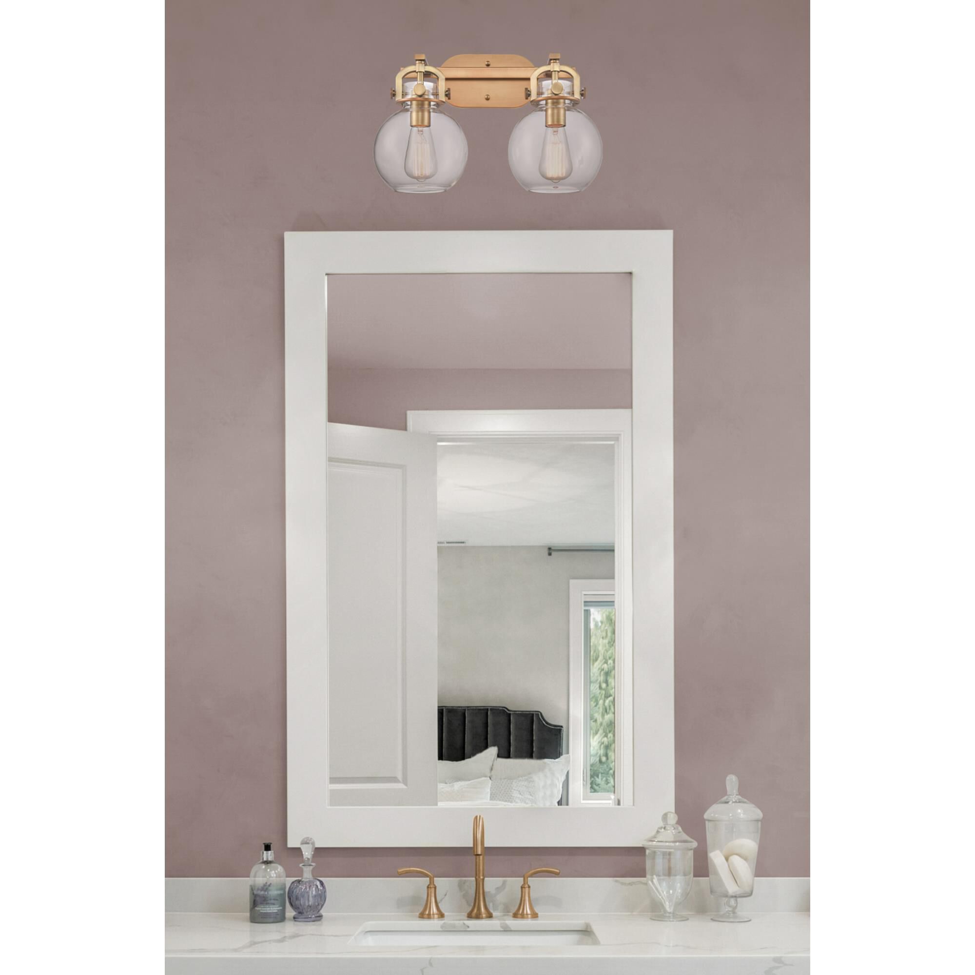 Shown in Brushed Brass finish and Clear Large Cone glass and No Shade shade